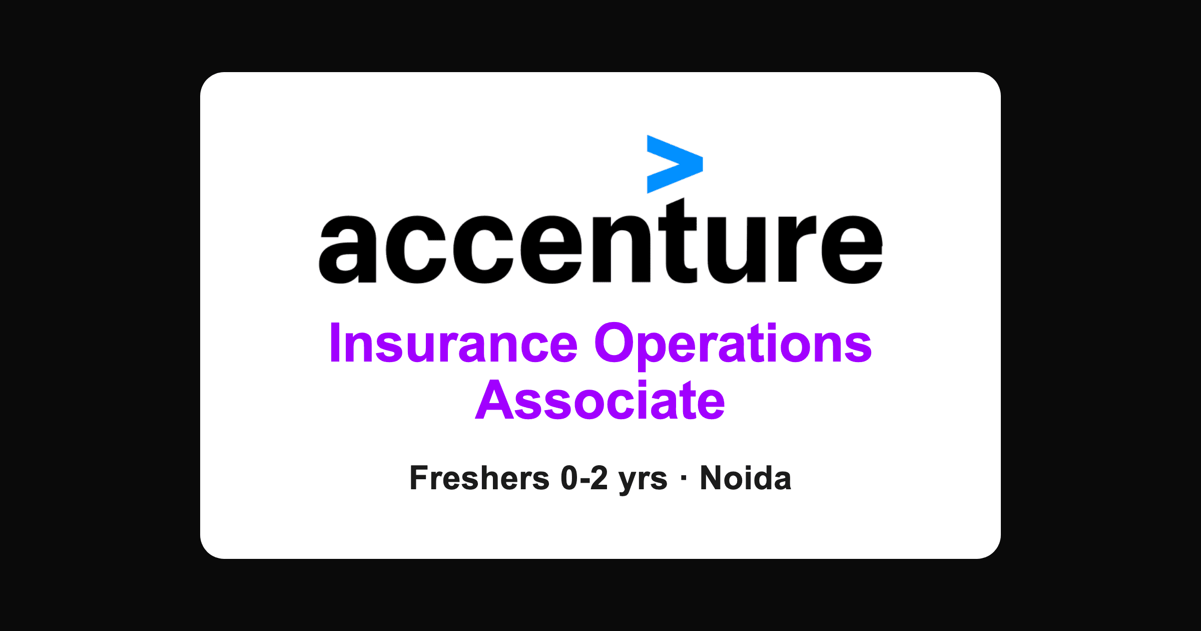 Accenture Insurance Operations New Associate Job in Noida 2026