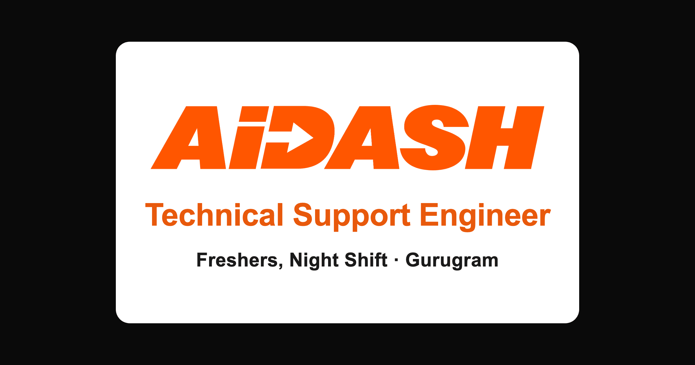 AiDASH technical support engineer hiring 2026, Gurugram freshers