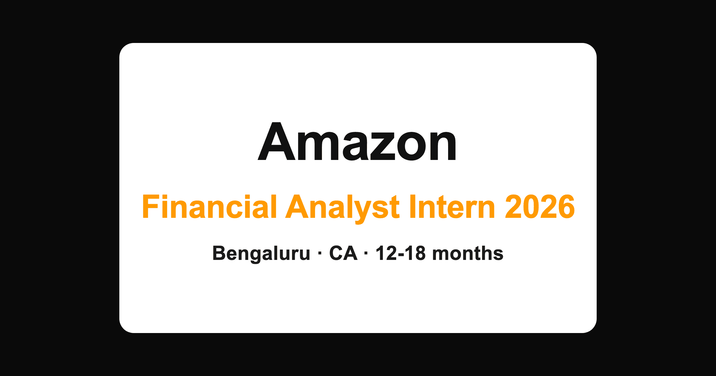 Amazon Financial Analyst Intern 2026 hiring in Bengaluru