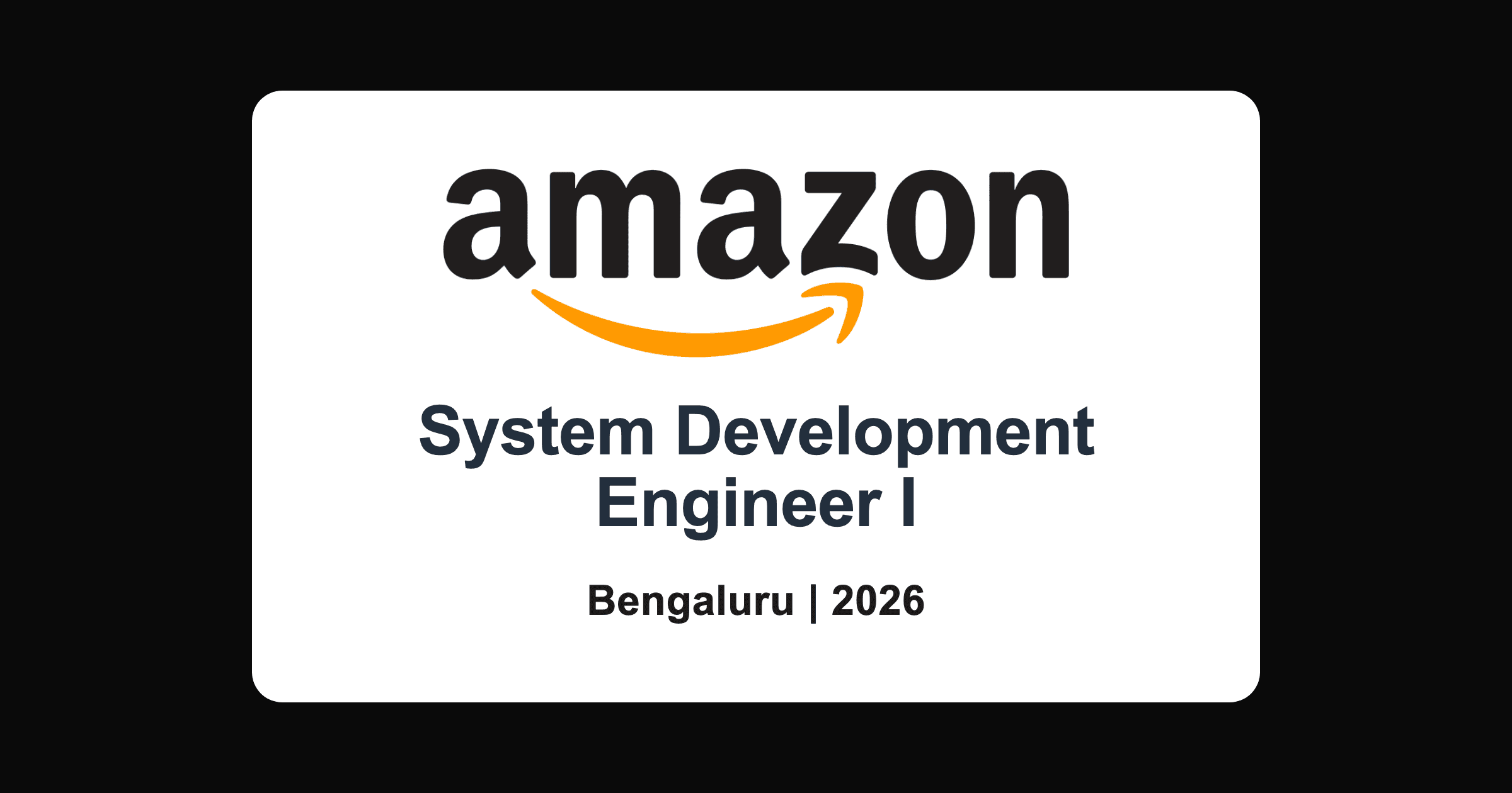 Amazon system development engineer I 2026, Bengaluru
