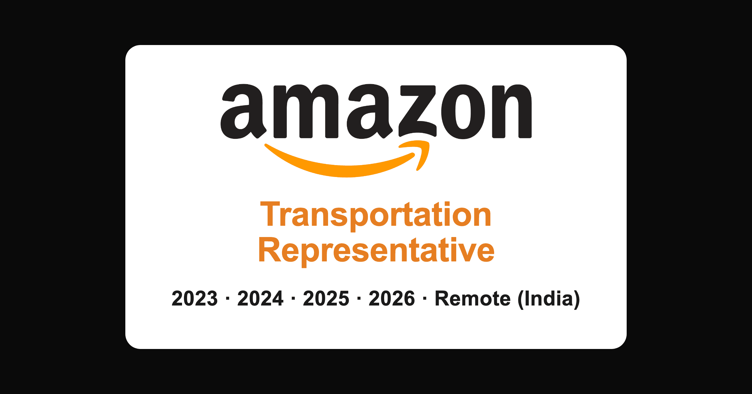 Amazon Transportation Representative Remote Job 2026 (Freshers, Work From Home)