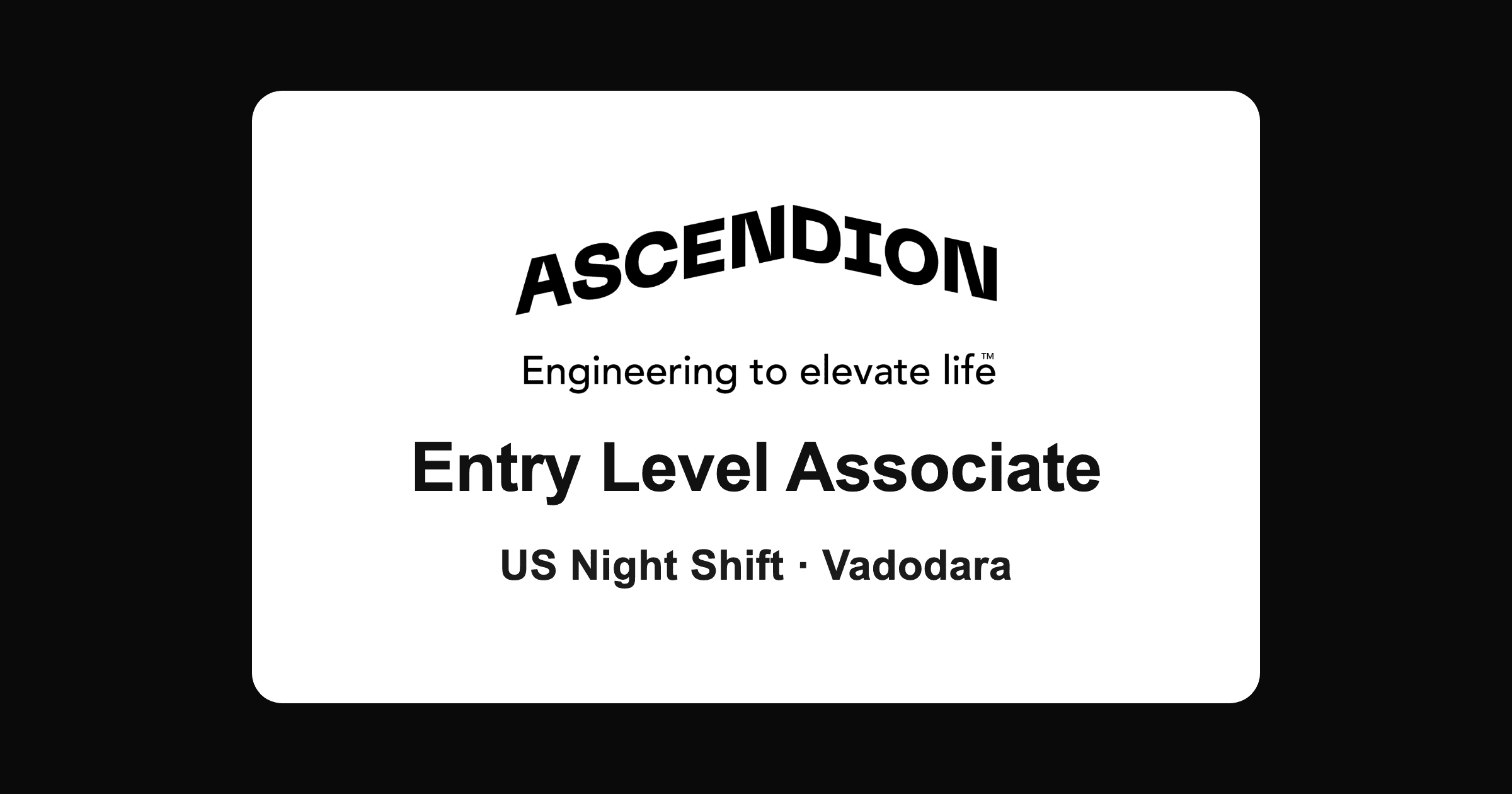 Ascendion entry level associate hiring 2026, Vadodara night shift