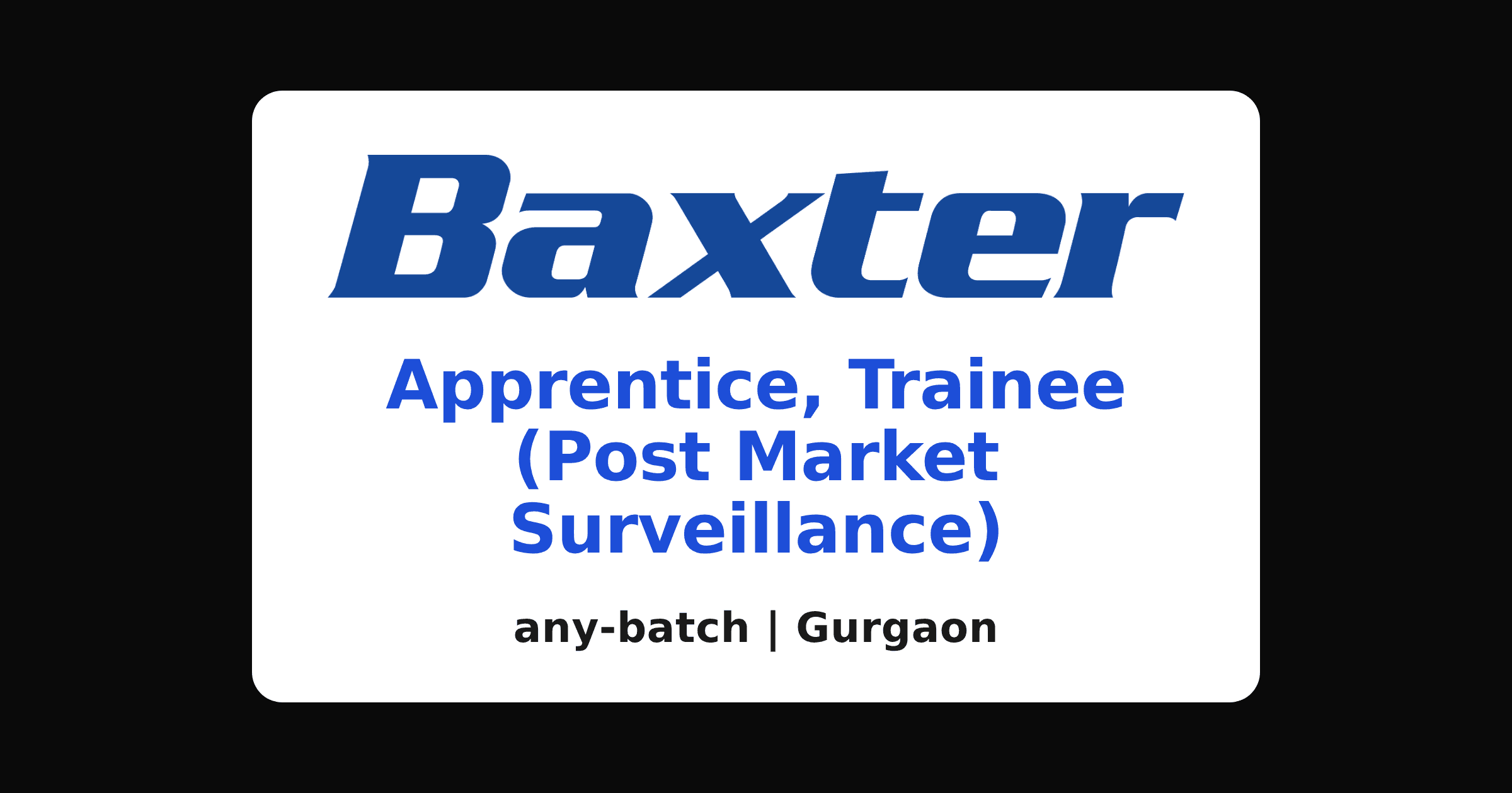Baxter apprentice trainee 2026 hiring in Gurgaon for graduates