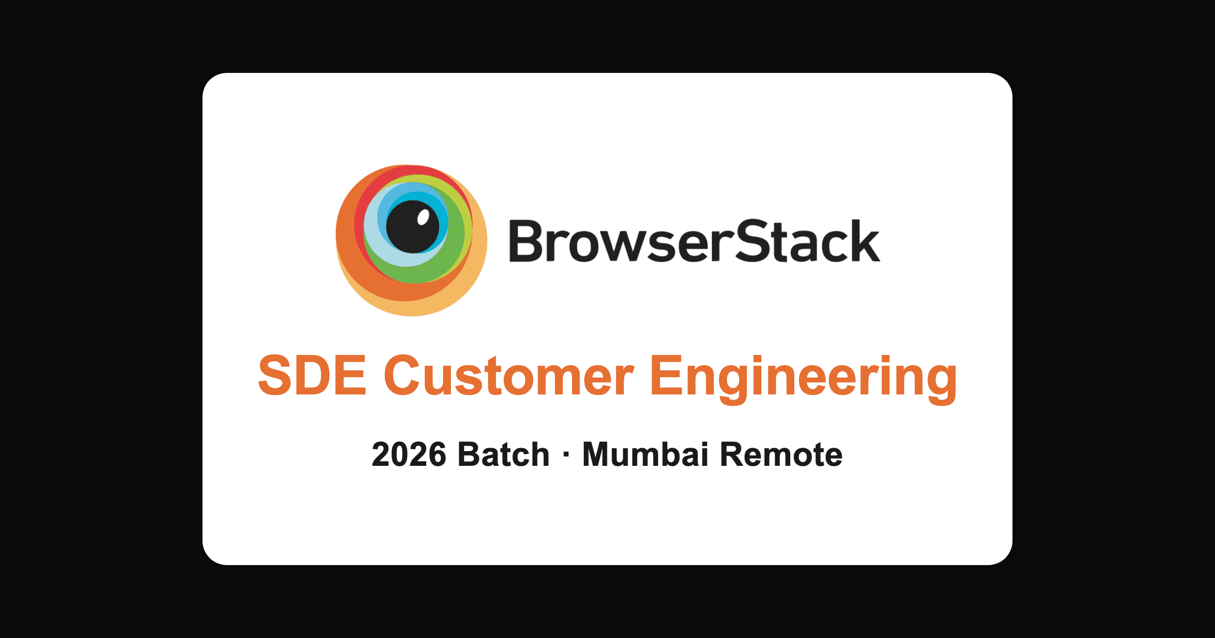 BrowserStack SDE Customer Engineering Hiring 2026, Mumbai Remote