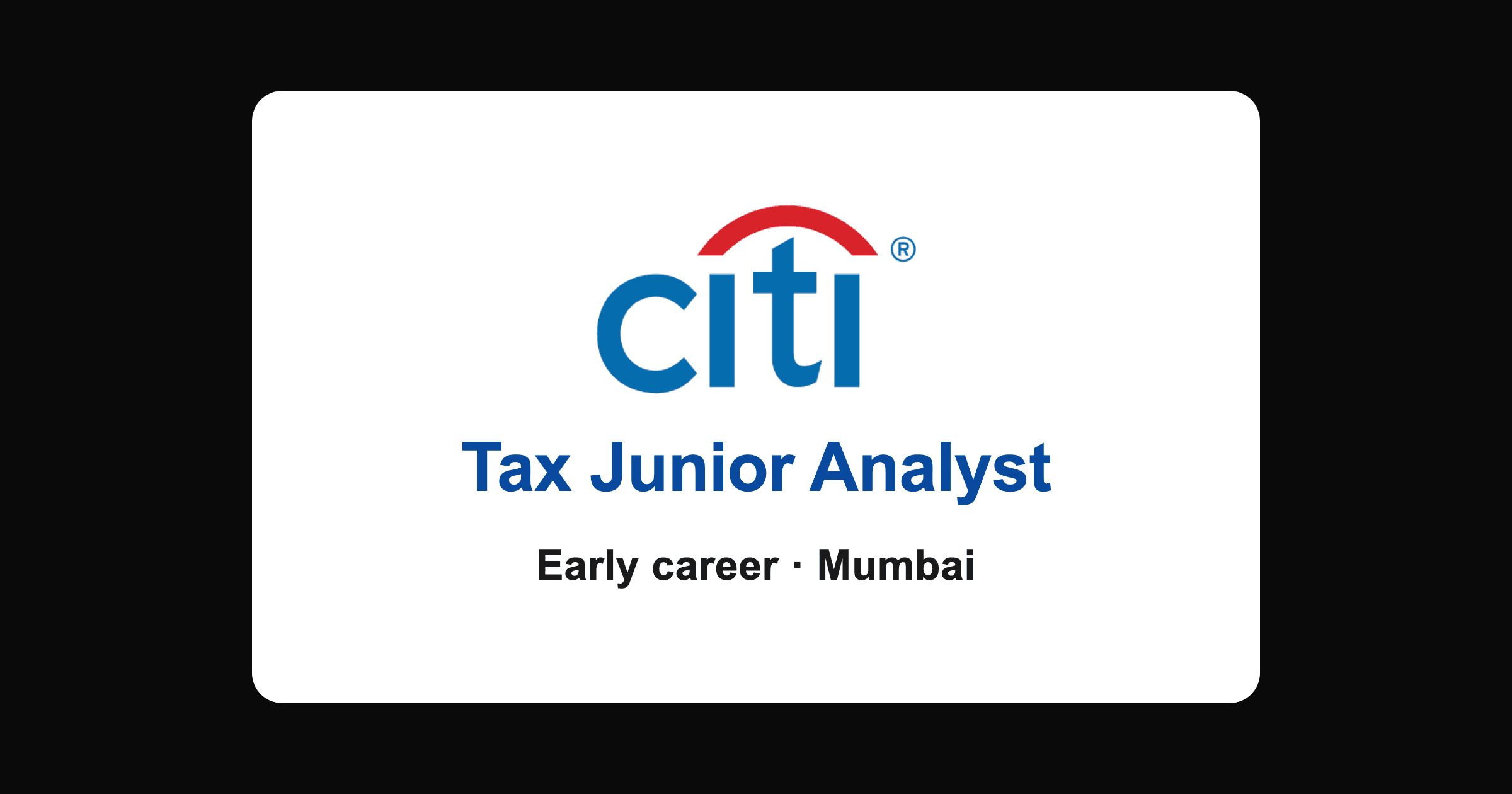 Citi Tax Junior Analyst Job in Mumbai 2026