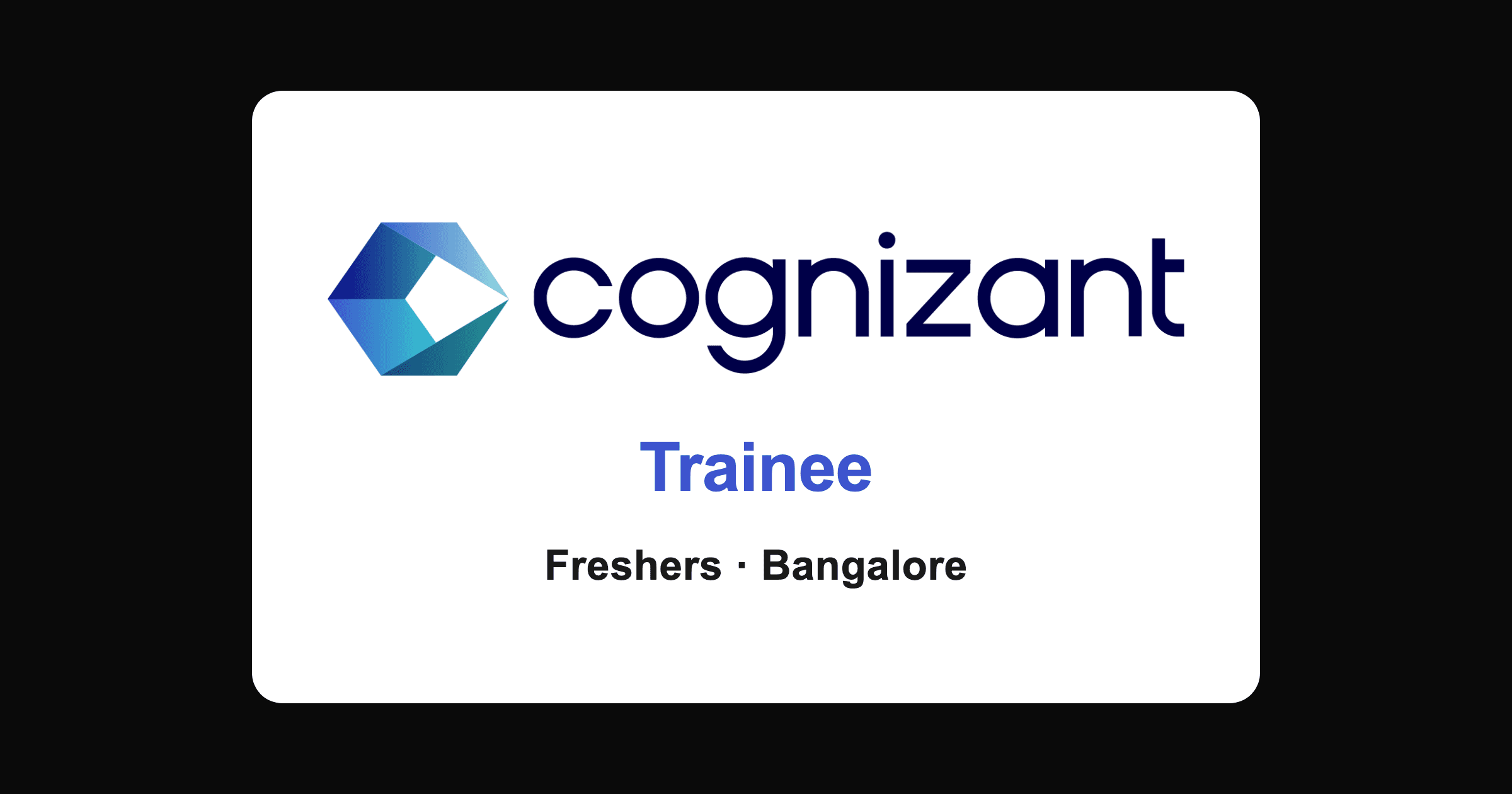 Cognizant Trainee job 2026 in Bangalore: Excel and MS Office role