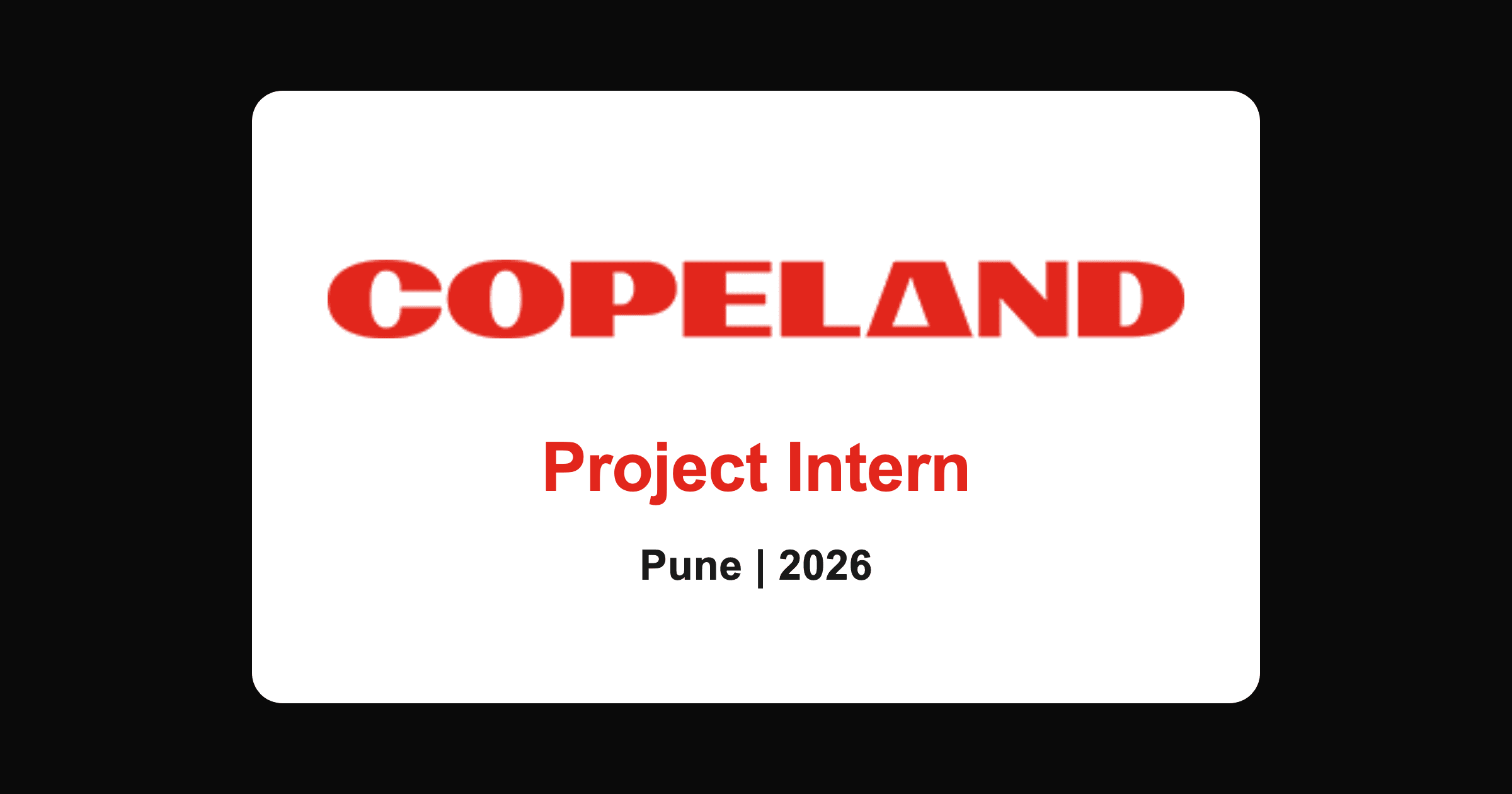 Copeland project intern hiring 2026, Pune students and freshers