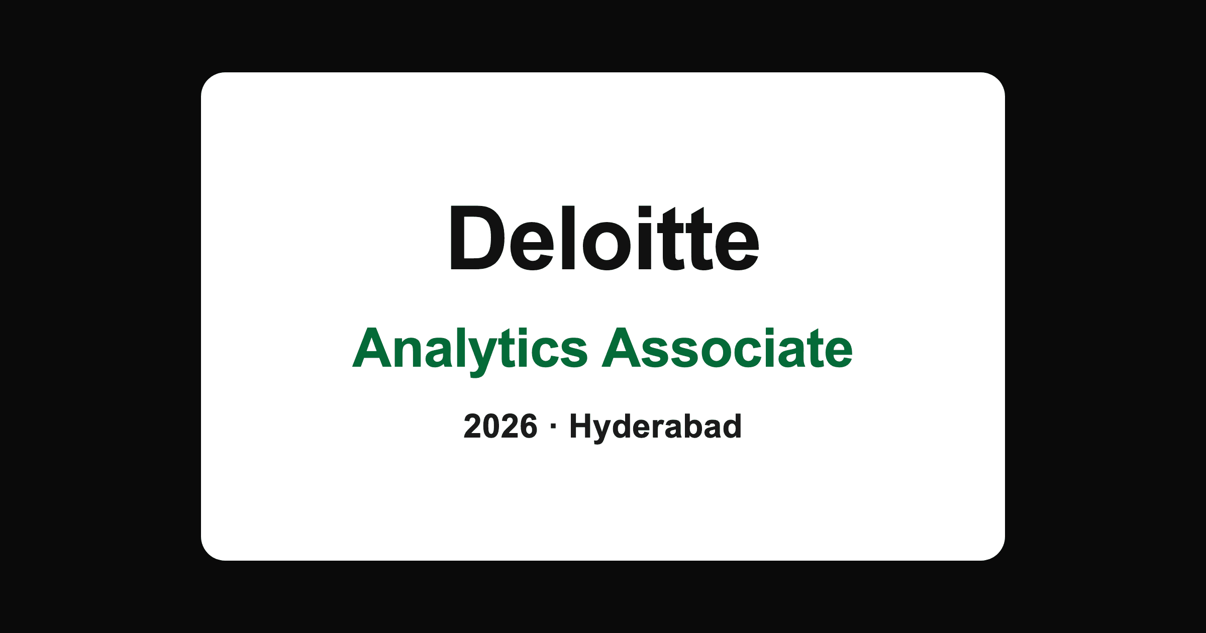 Deloitte Analytics Associate 2026 Hiring in Hyderabad for Freshers
