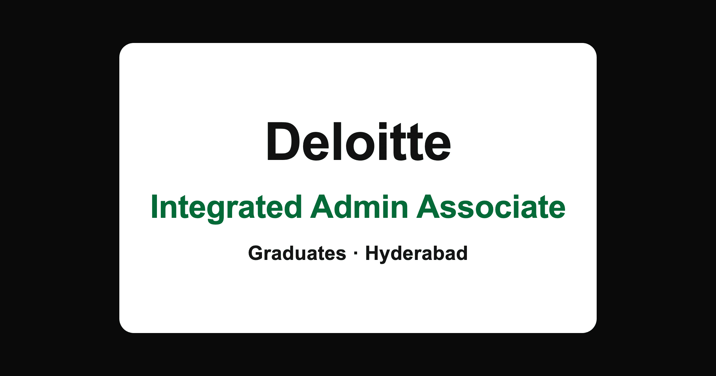 Deloitte Integrated Admin Job in Hyderabad 2026: Services Support Associate