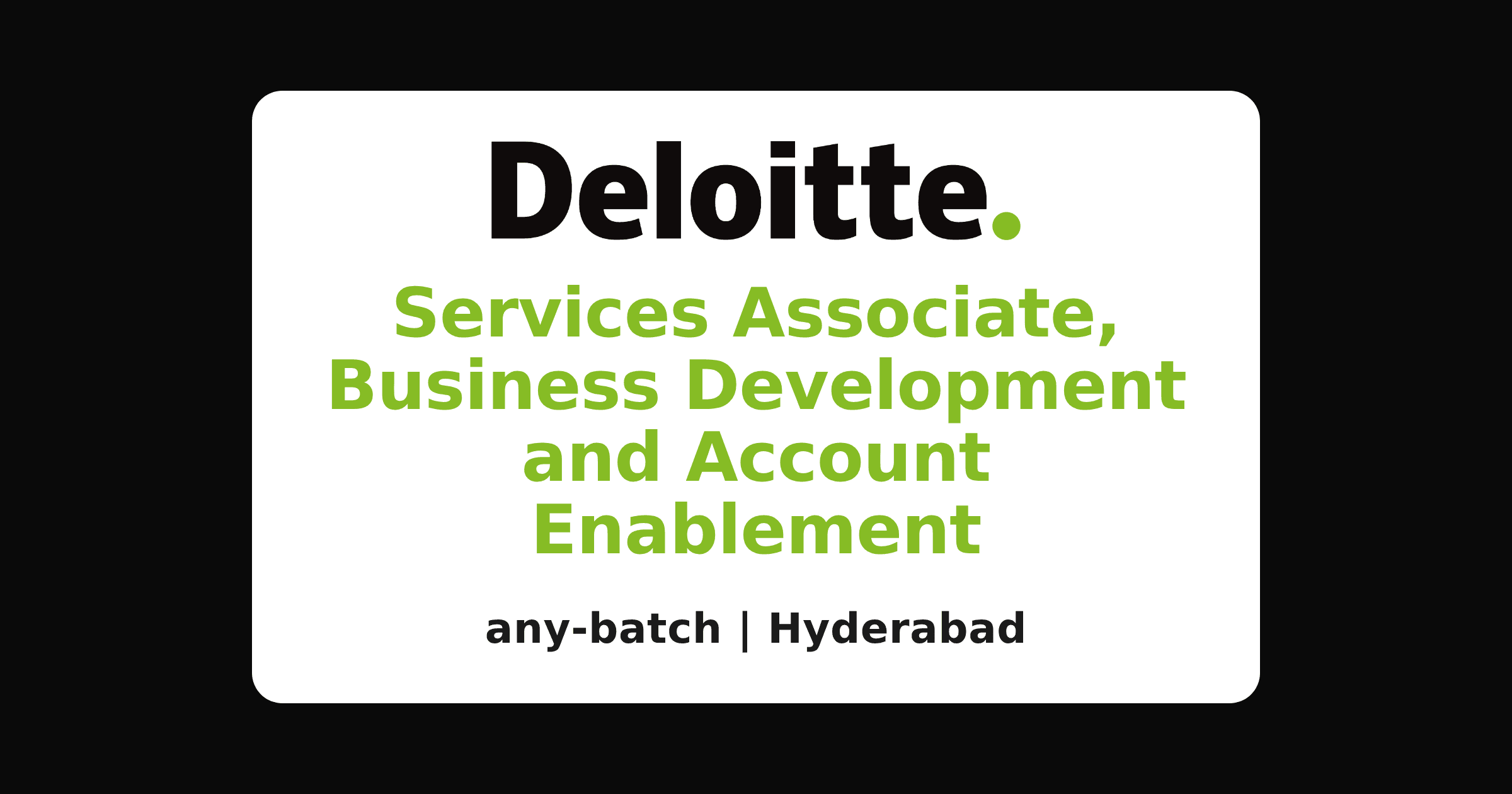 Deloitte recruitment 2026: services associate in Hyderabad