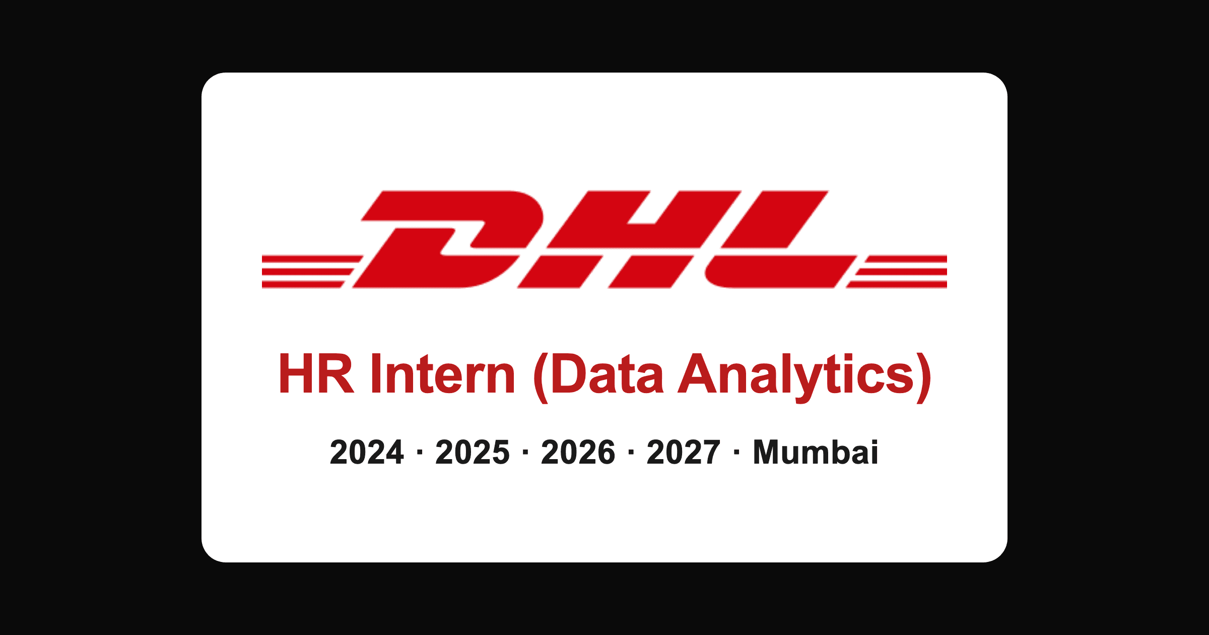 DHL HR Intern Data Analytics 2026, Mumbai