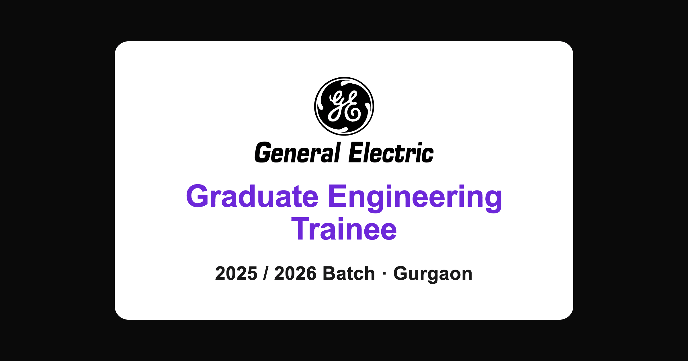 GE Healthcare Graduate Engineering Trainee 2026, Gurgaon (EEE / ECE Freshers)