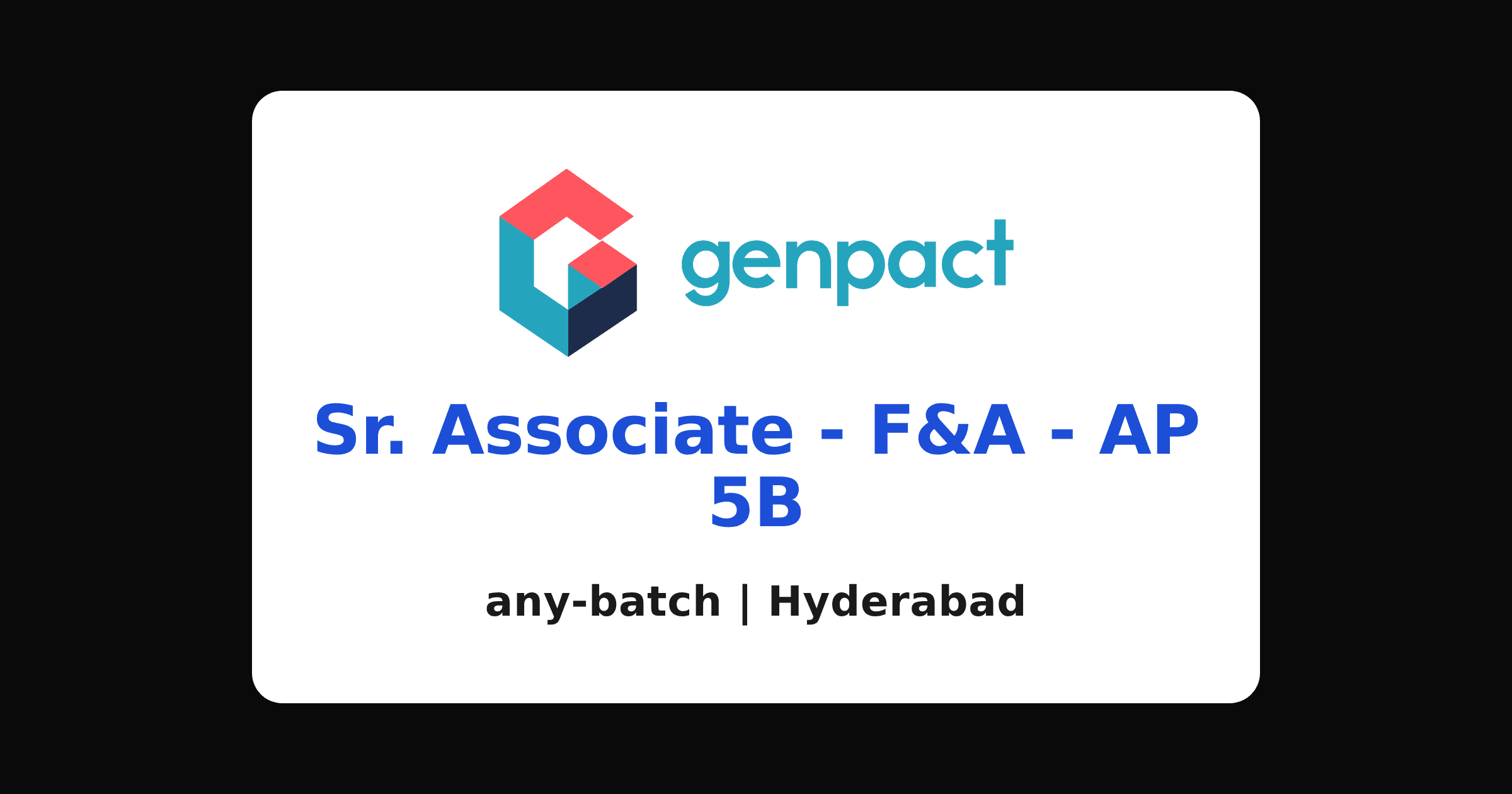 Genpact senior associate hiring 2026: accounts payable, Hyderabad