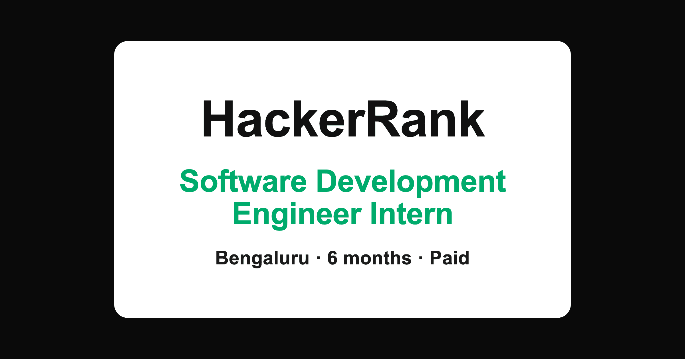 HackerRank Software Development Engineer Intern 2027 in Bengaluru