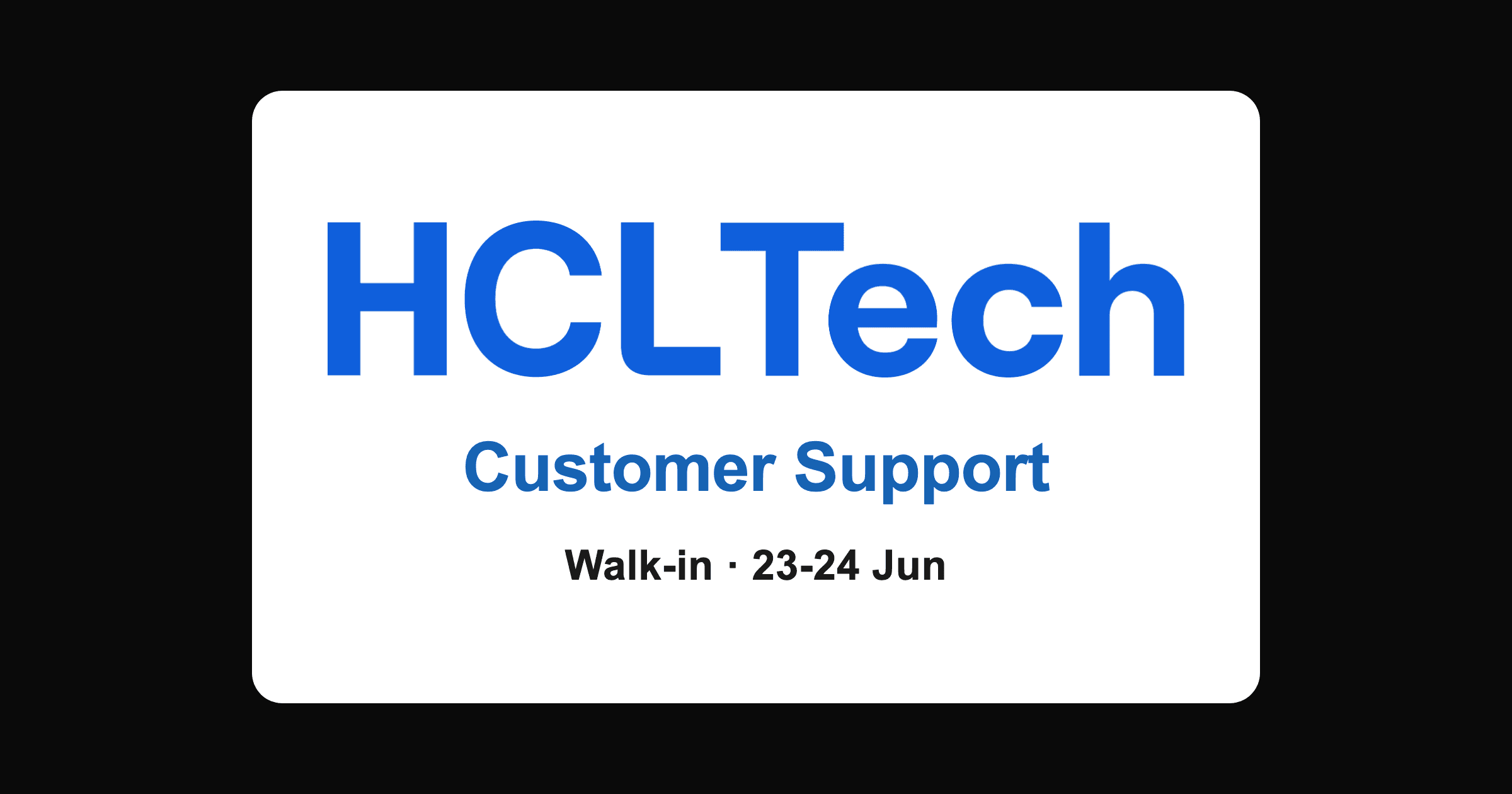 HCLTech Walk-in Drive 2026 in Chennai and Bangalore