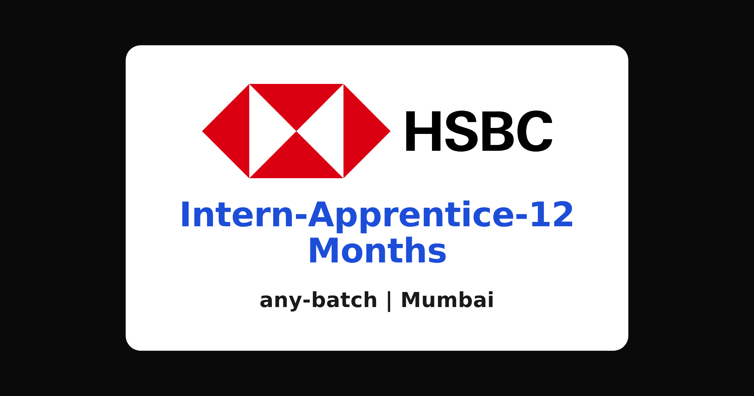 HSBC apprentice hiring 2026 for freshers in Mumbai