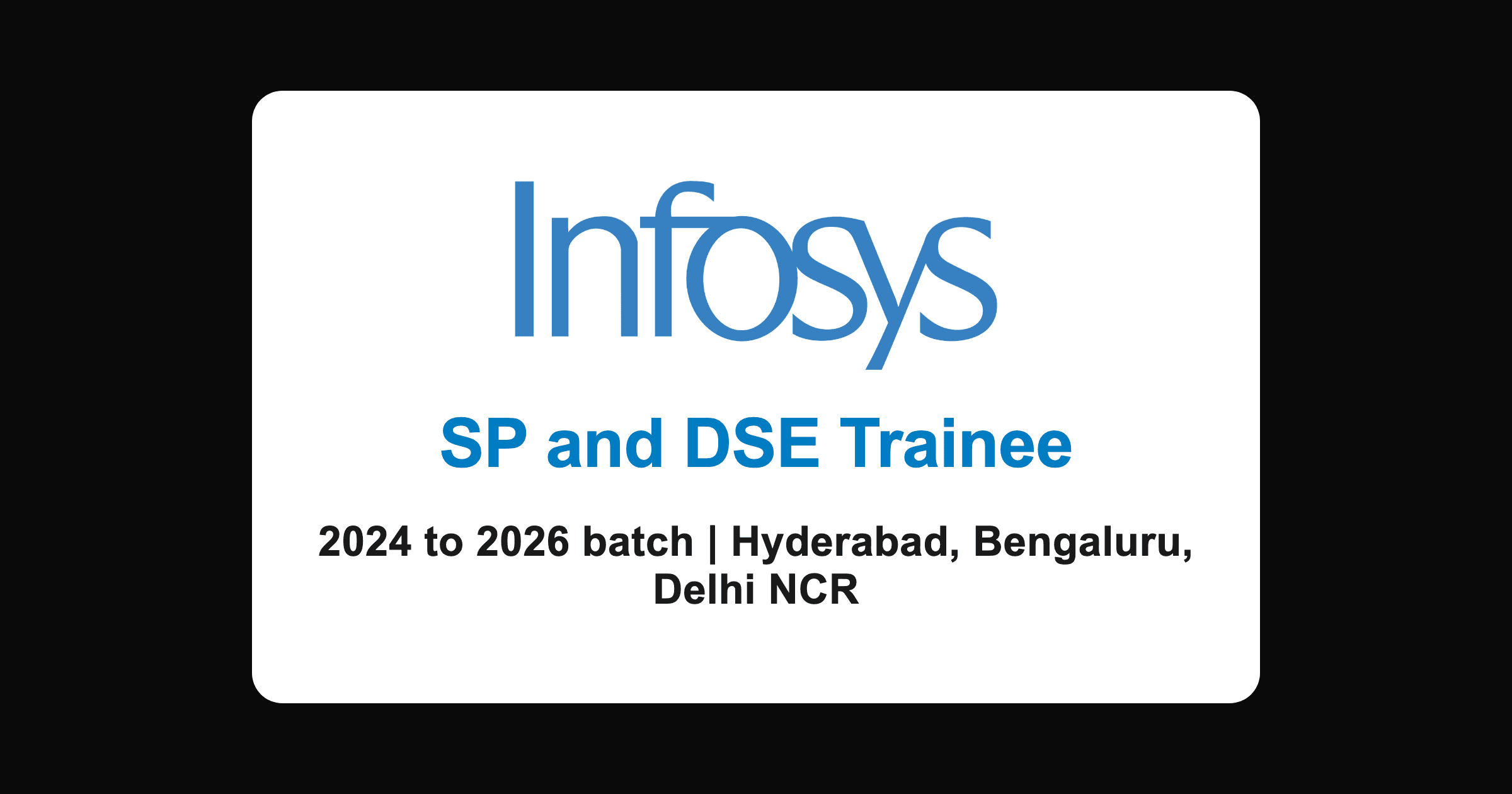 Infosys off campus hiring 2026: 3,000 SP and DSE trainee openings