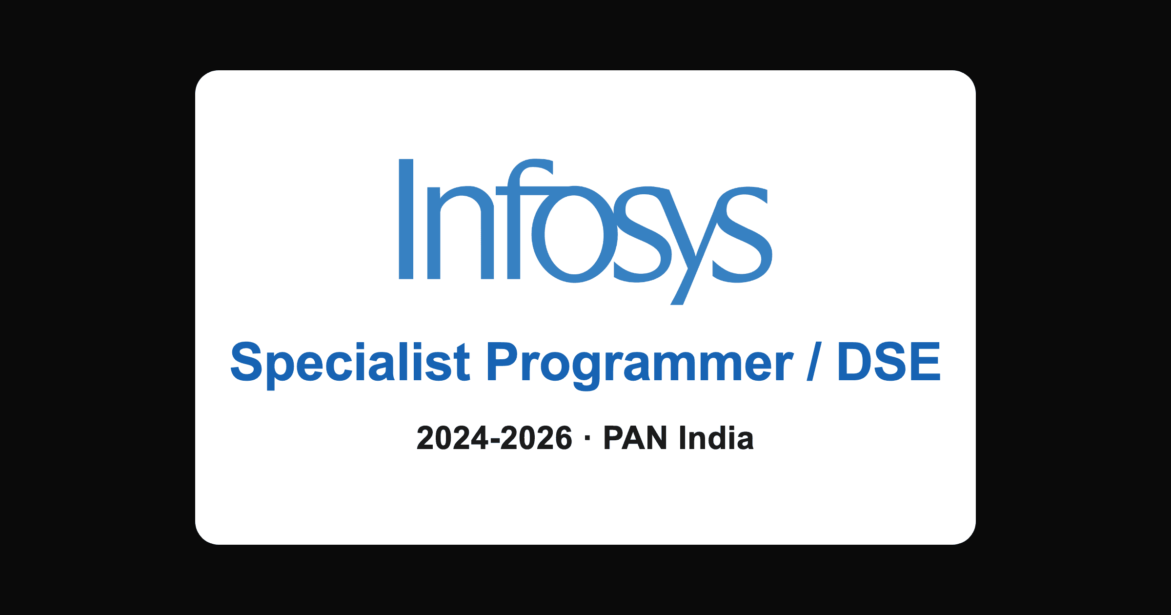 Infosys Specialist Programmer Off Campus Hiring 2026 for 2024 to 2026 Batches