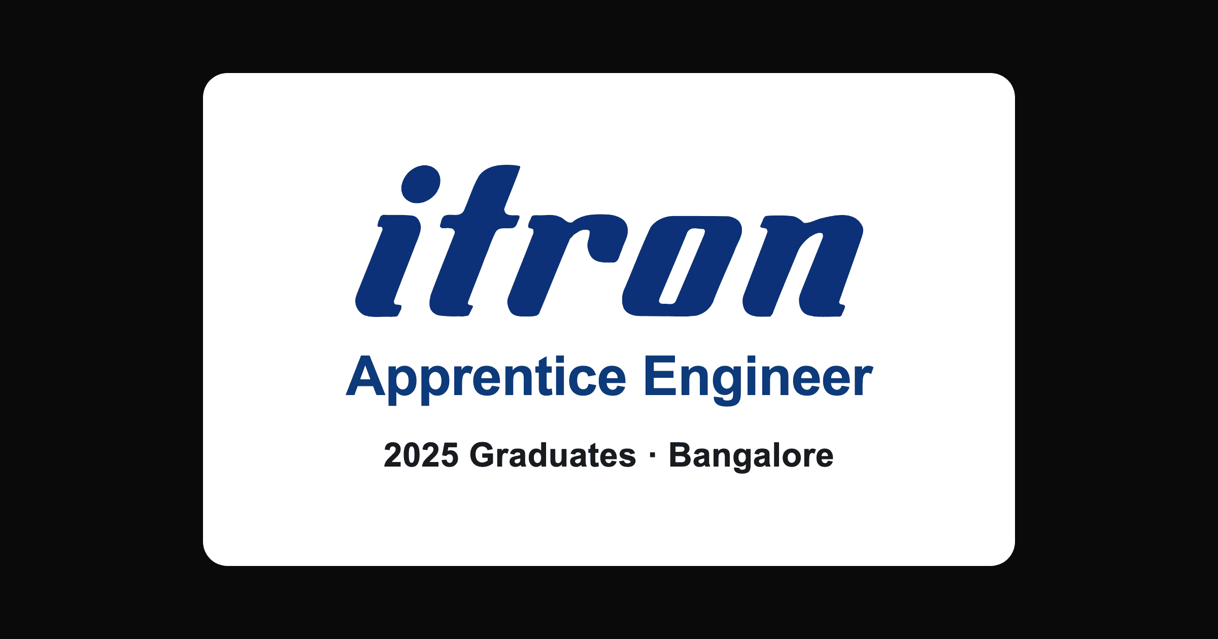 Itron apprentice hiring 2026 for 2025 graduates in Bangalore