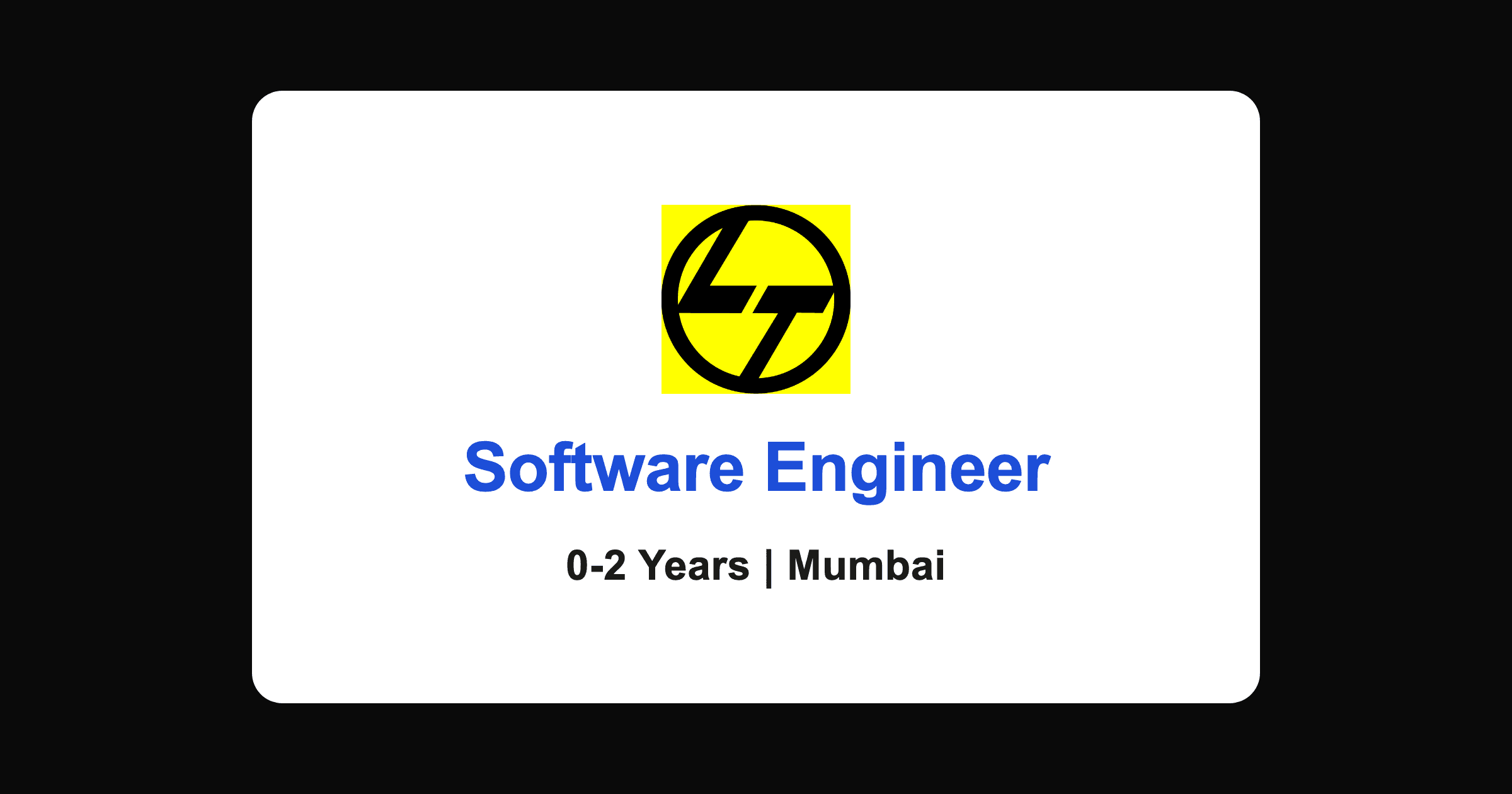 L&T Land Systems Software Engineer 2026, Mumbai
