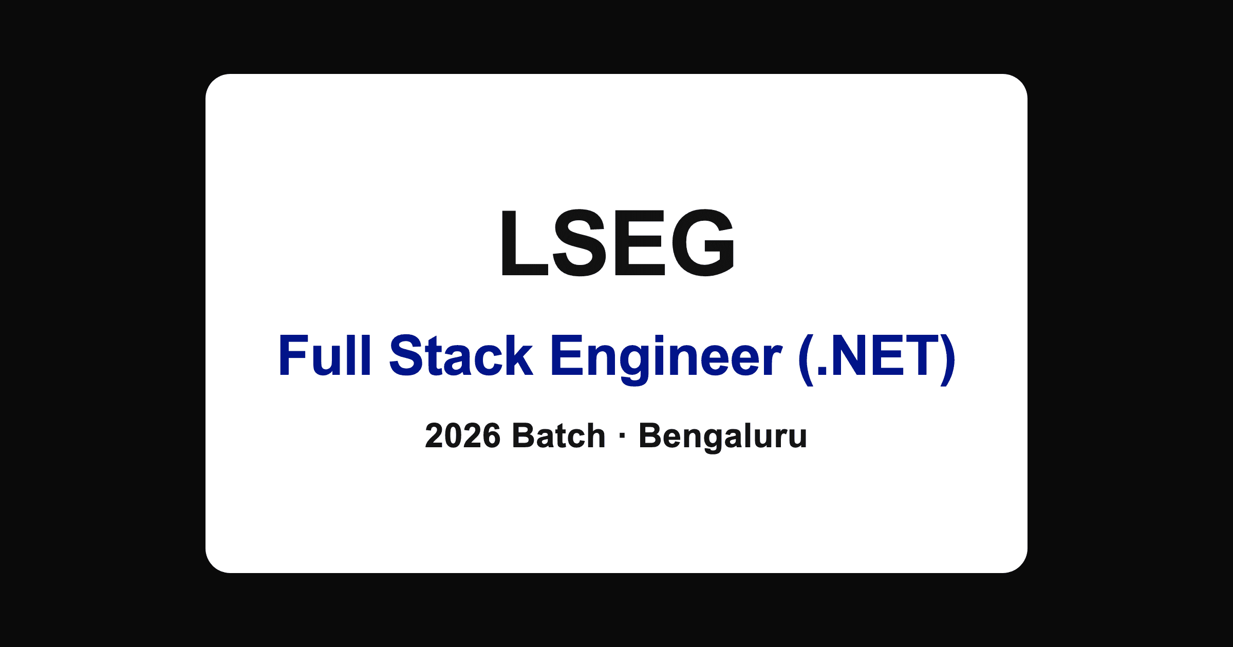 LSEG Full Stack Software Engineer Jobs in Bangalore 2026