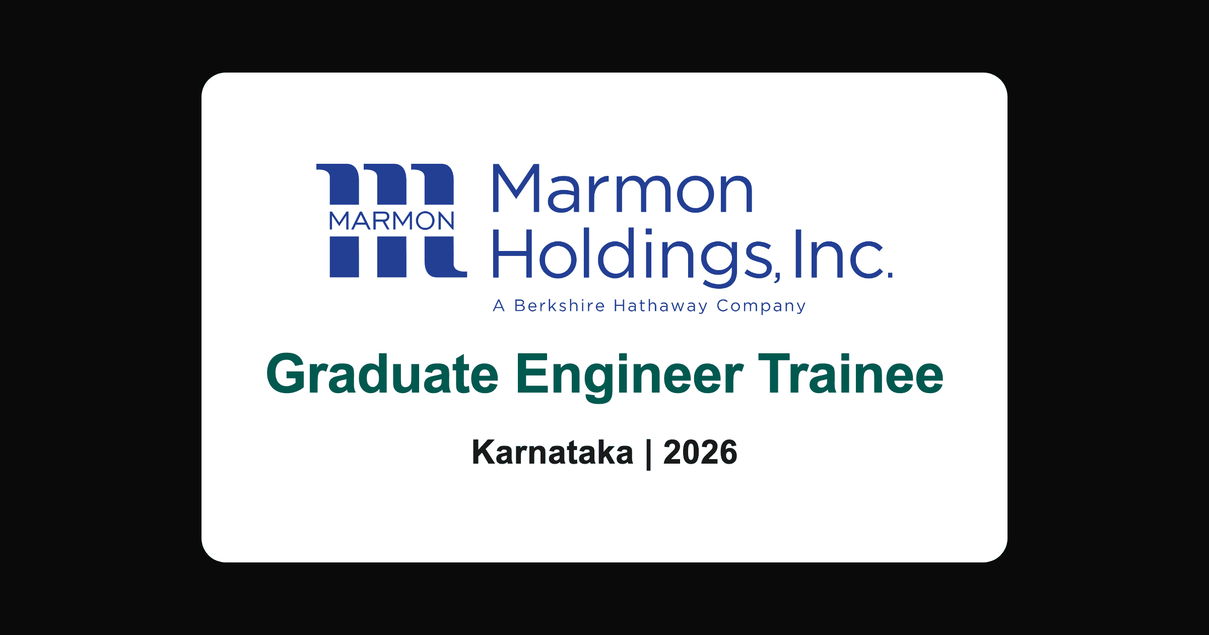 Marmon graduate engineer trainee recruitment 2026, Karnataka