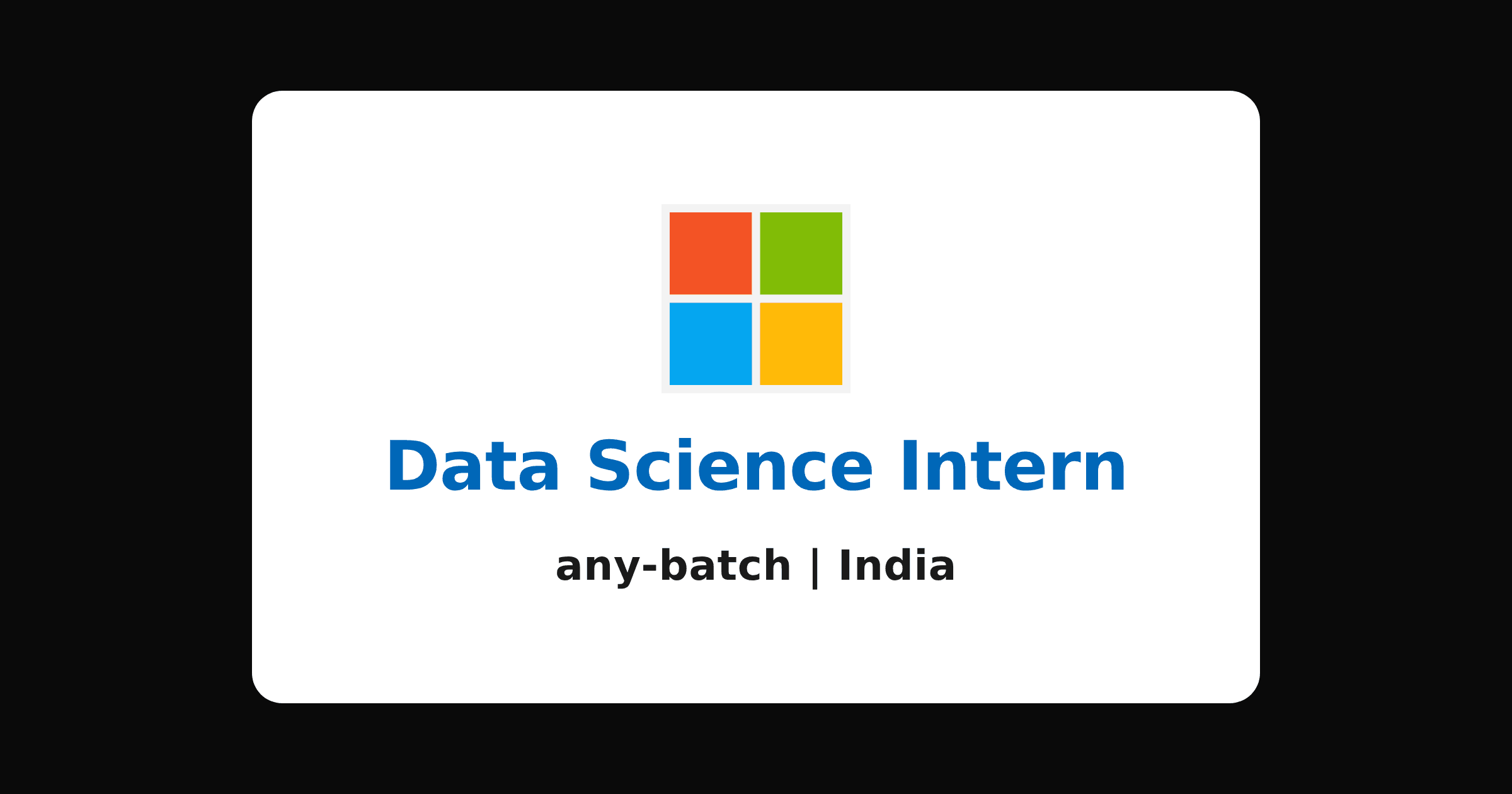 Microsoft data science internship 2026 in India