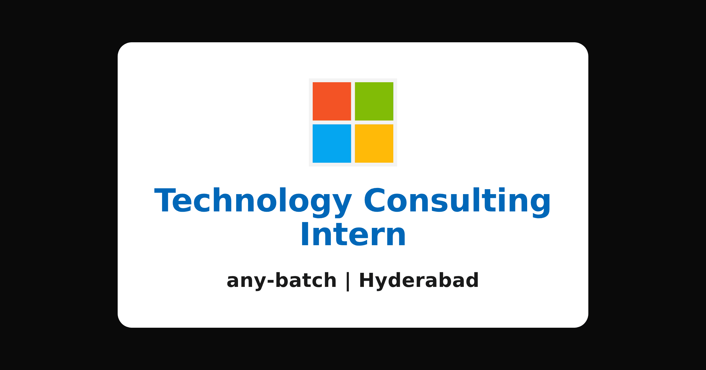 Microsoft internship 2026: technology consulting intern, Hyderabad