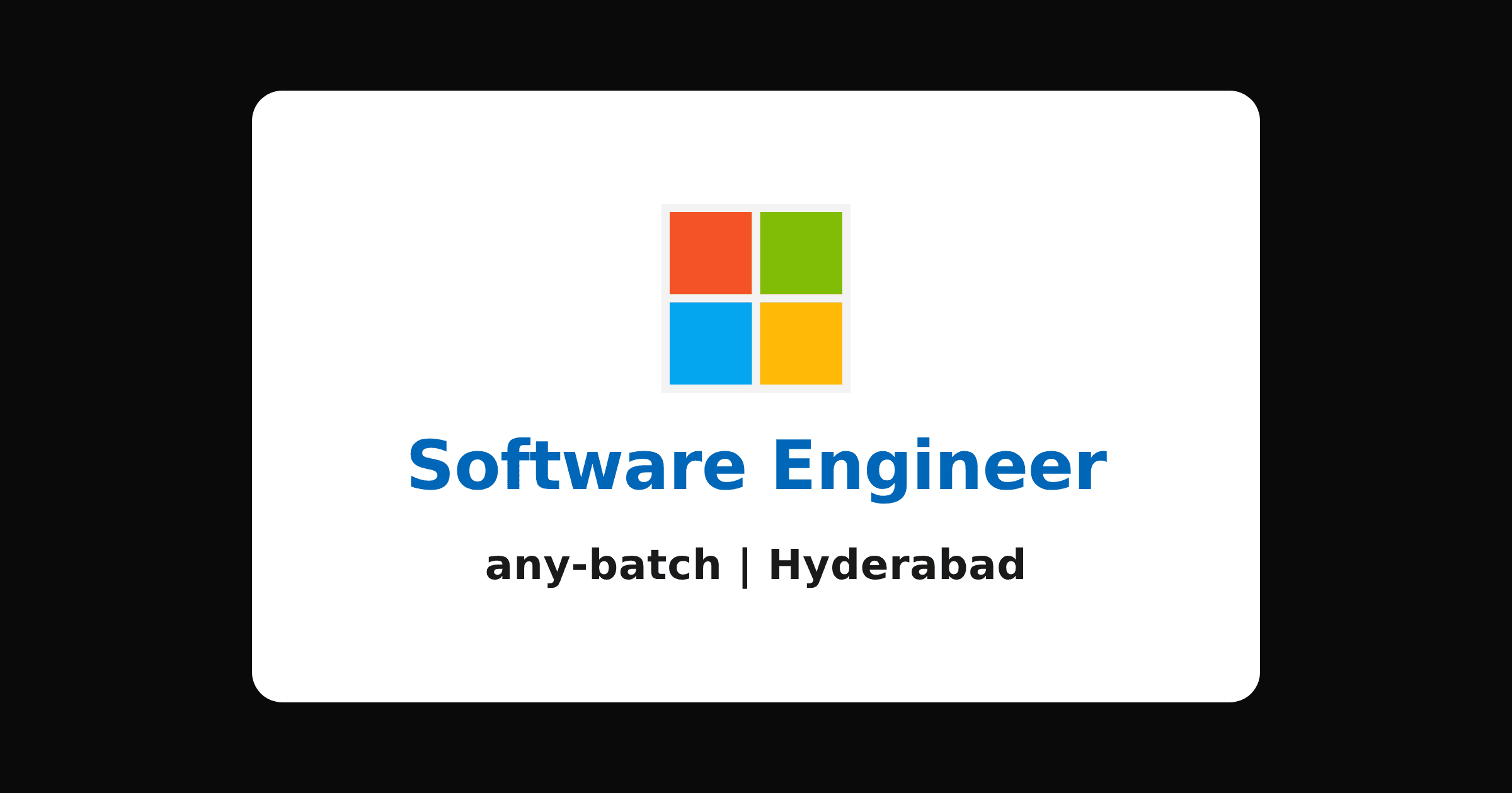Microsoft software engineer 2026 hiring in Hyderabad