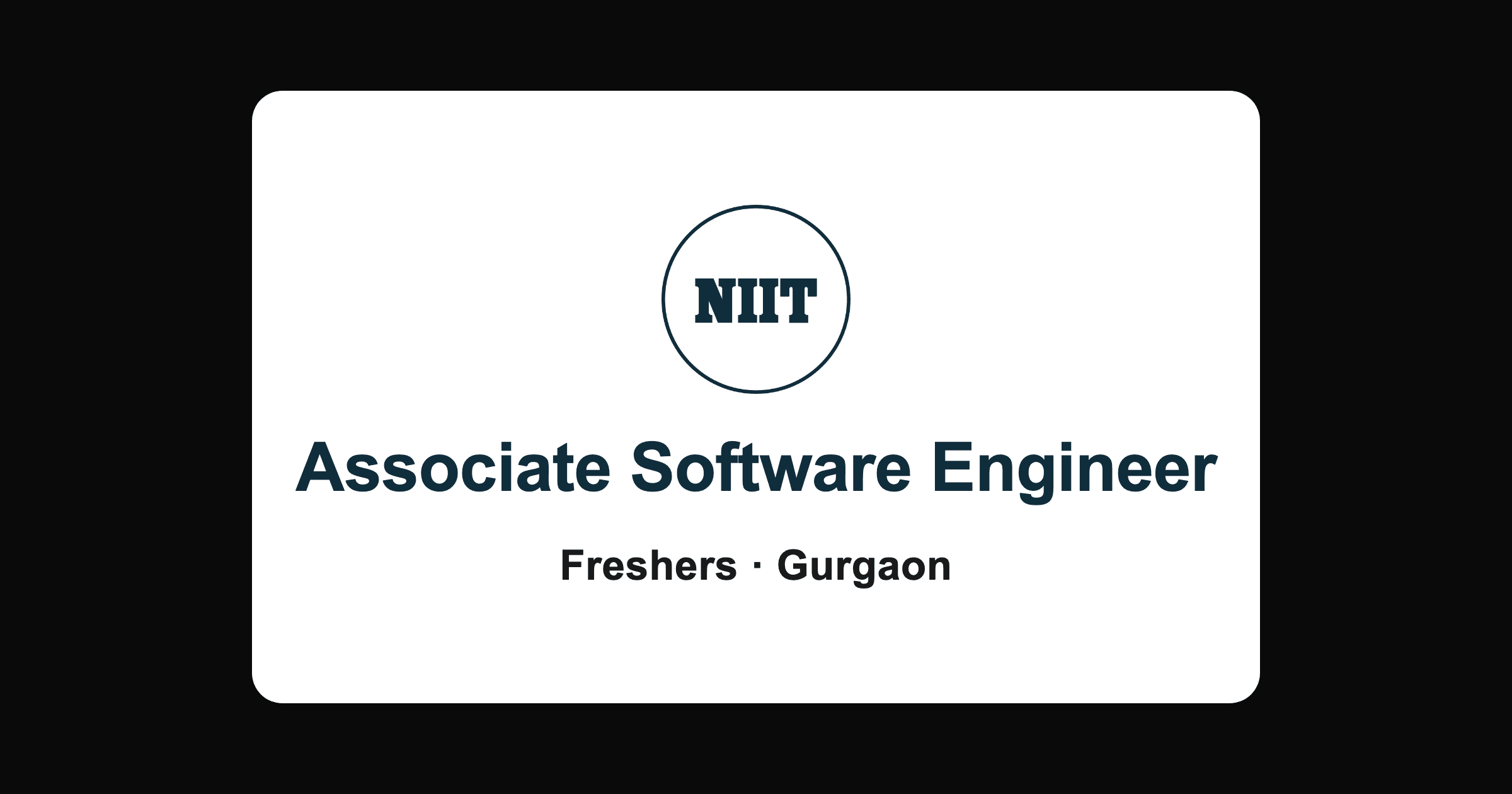 NIIT associate software engineer hiring 2026, Gurgaon freshers