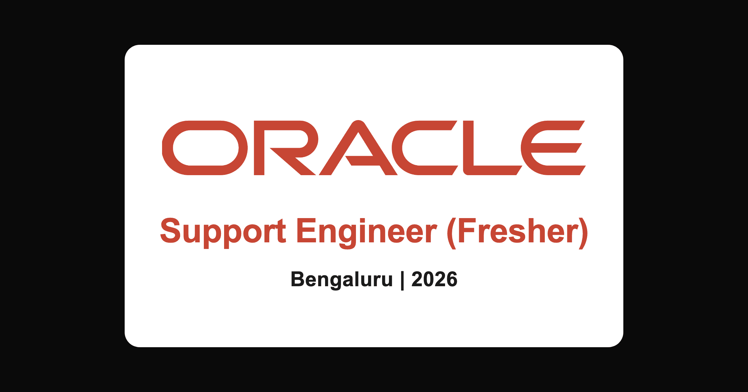 Oracle support engineer 1 fresher hiring 2026, Bengaluru
