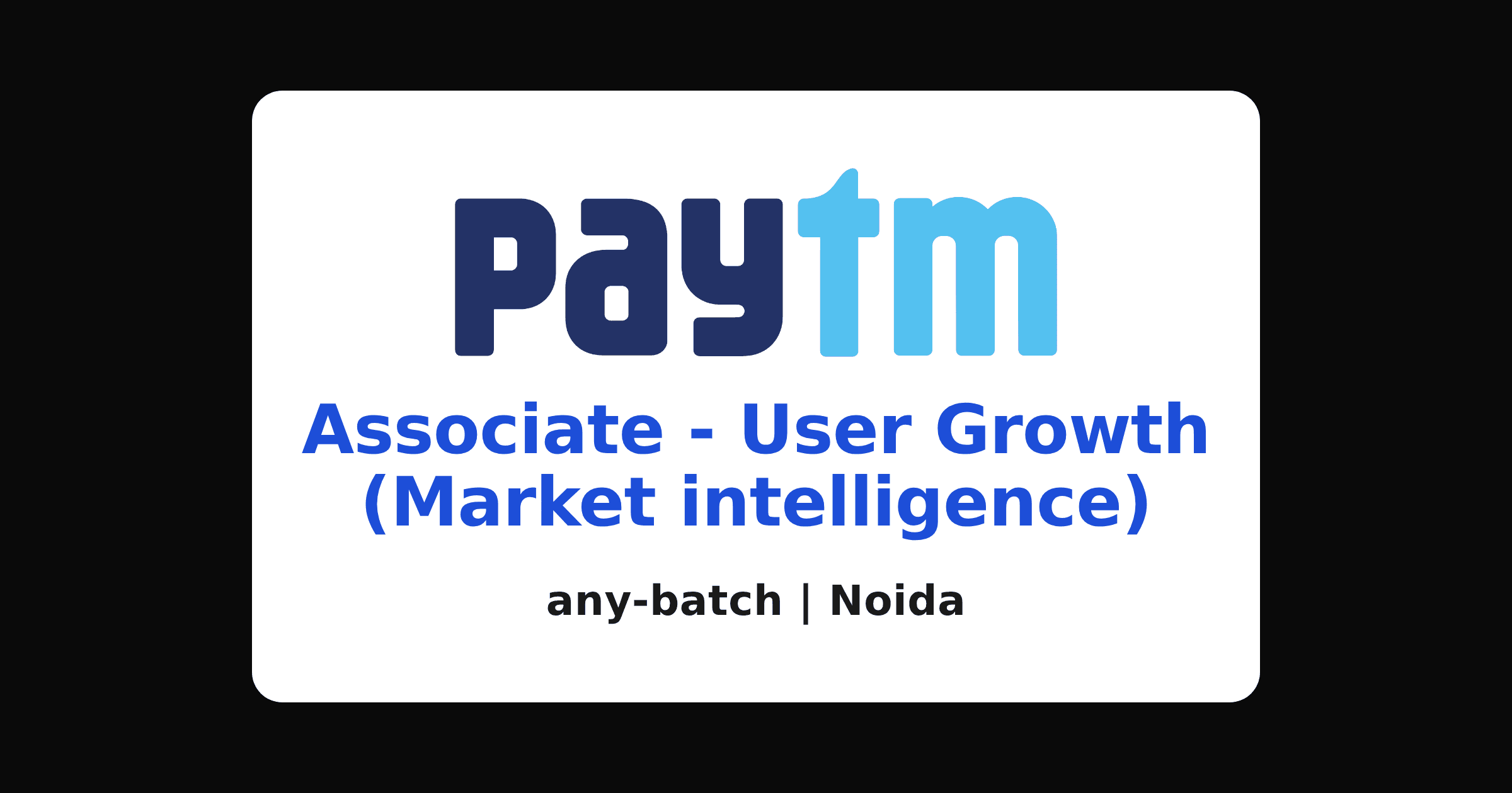 Paytm associate user growth hiring 2026 in Noida