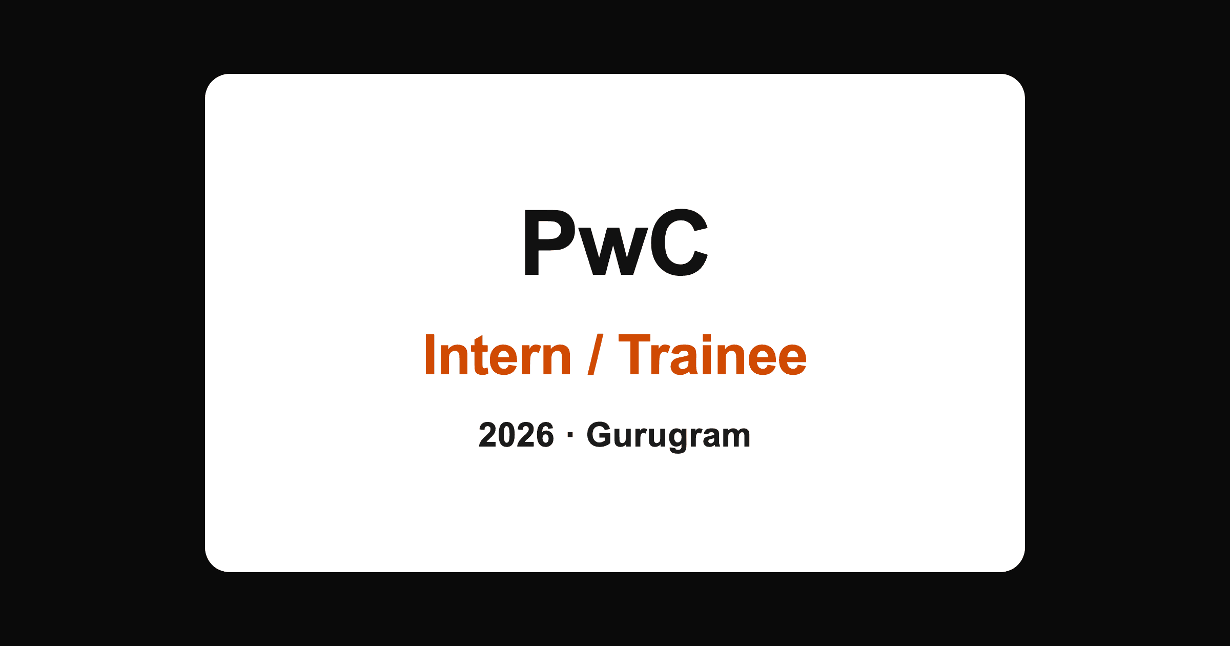 PwC Intern Trainee Gurugram Jobs 2026 for Freshers
