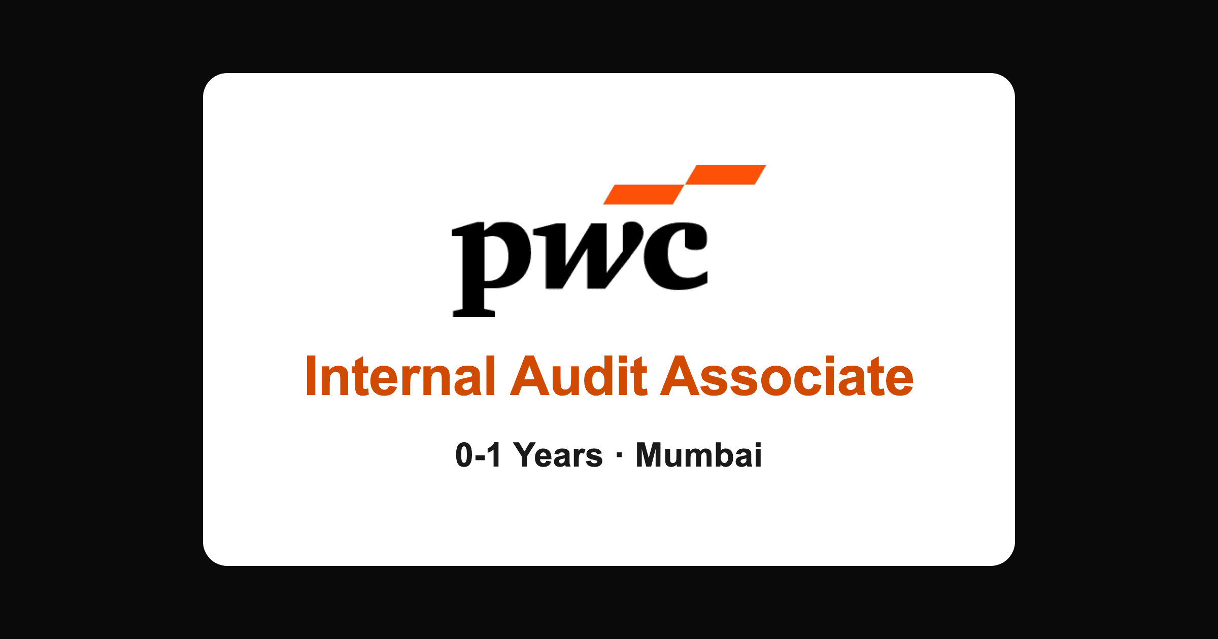PwC internal audit associate hiring 2026 for freshers, Mumbai