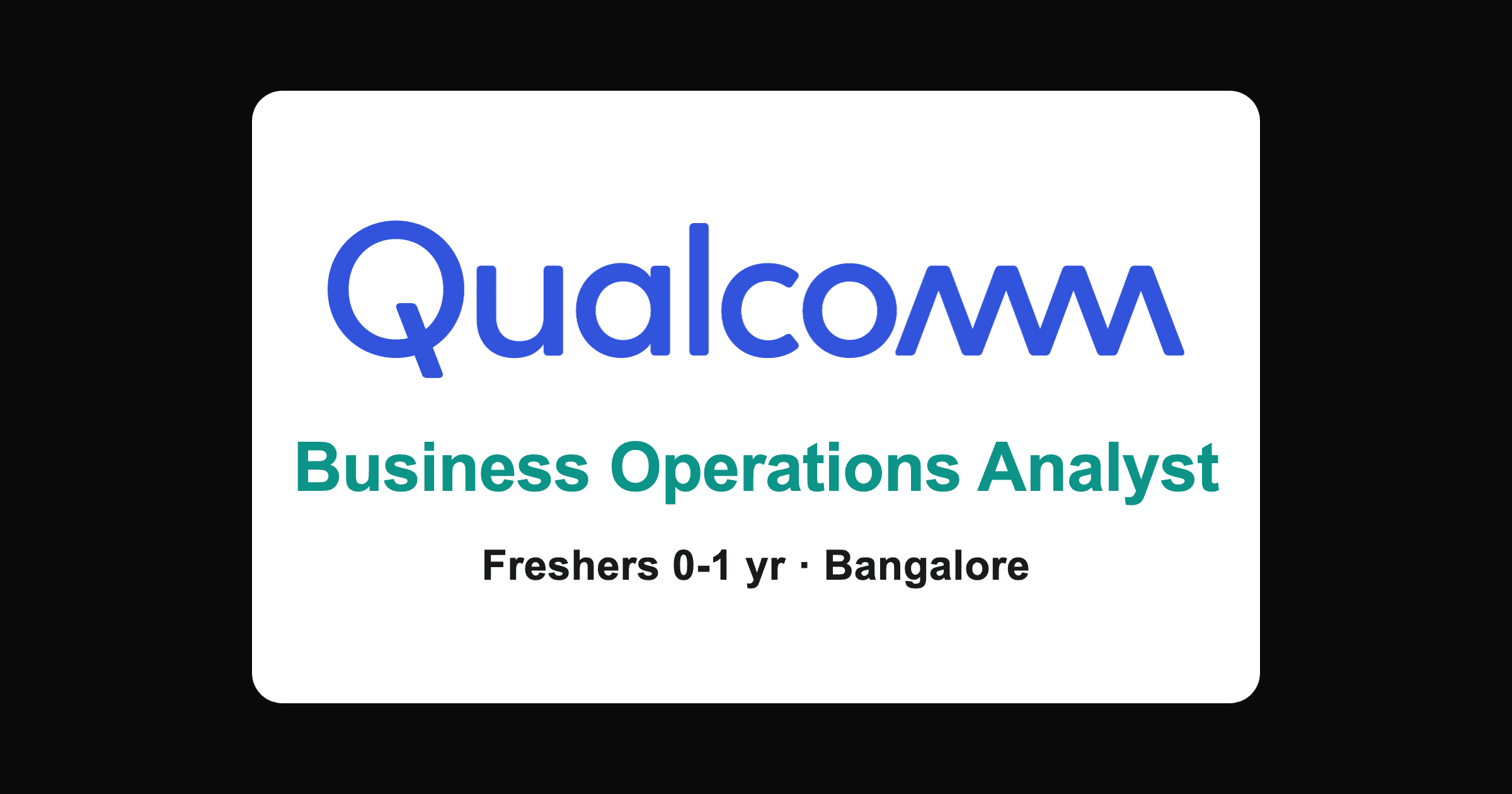Qualcomm Business Operations Analyst hiring 2026, Bangalore