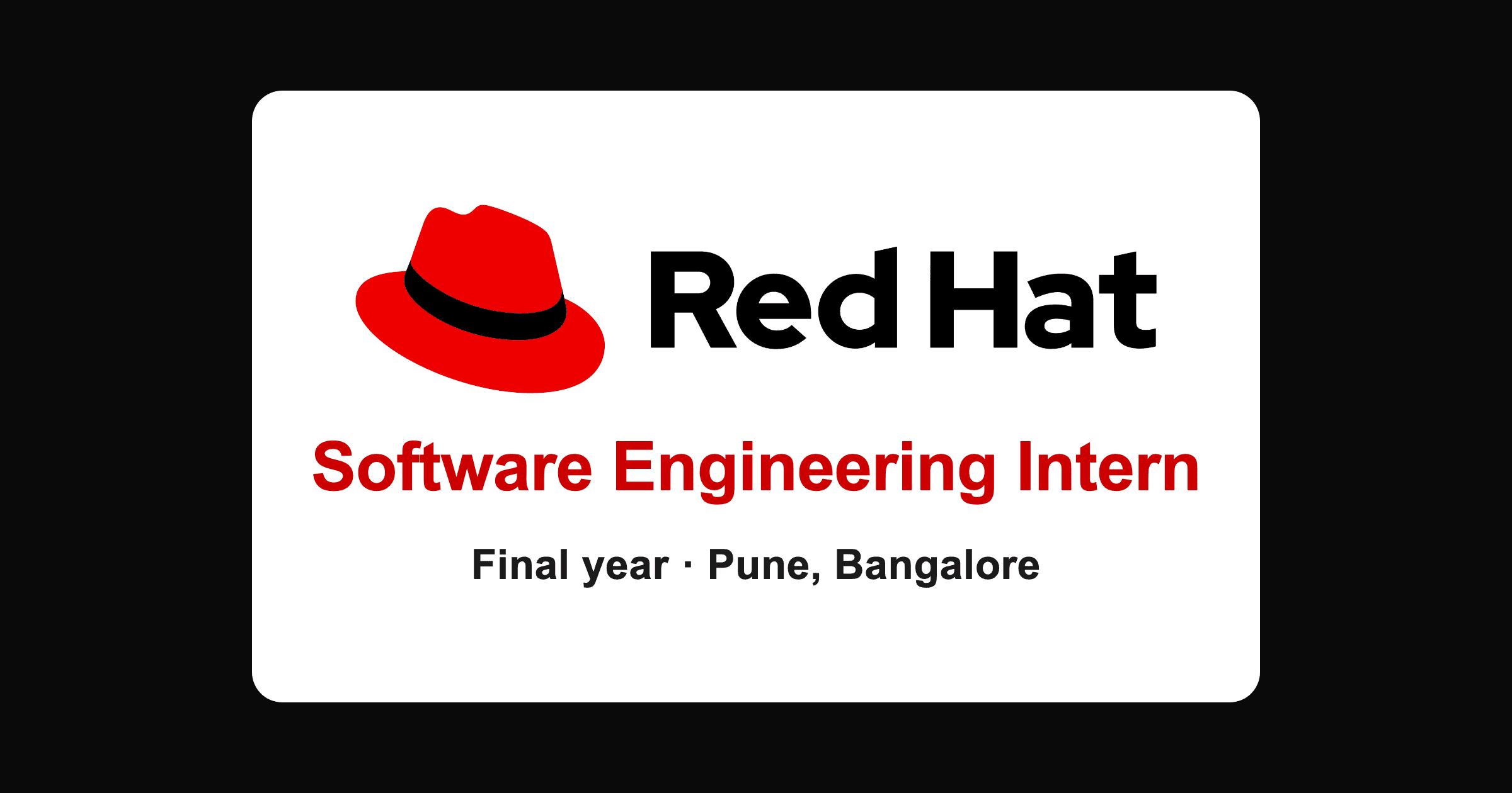 Red Hat internship 2026: software engineering in Pune, Bangalore