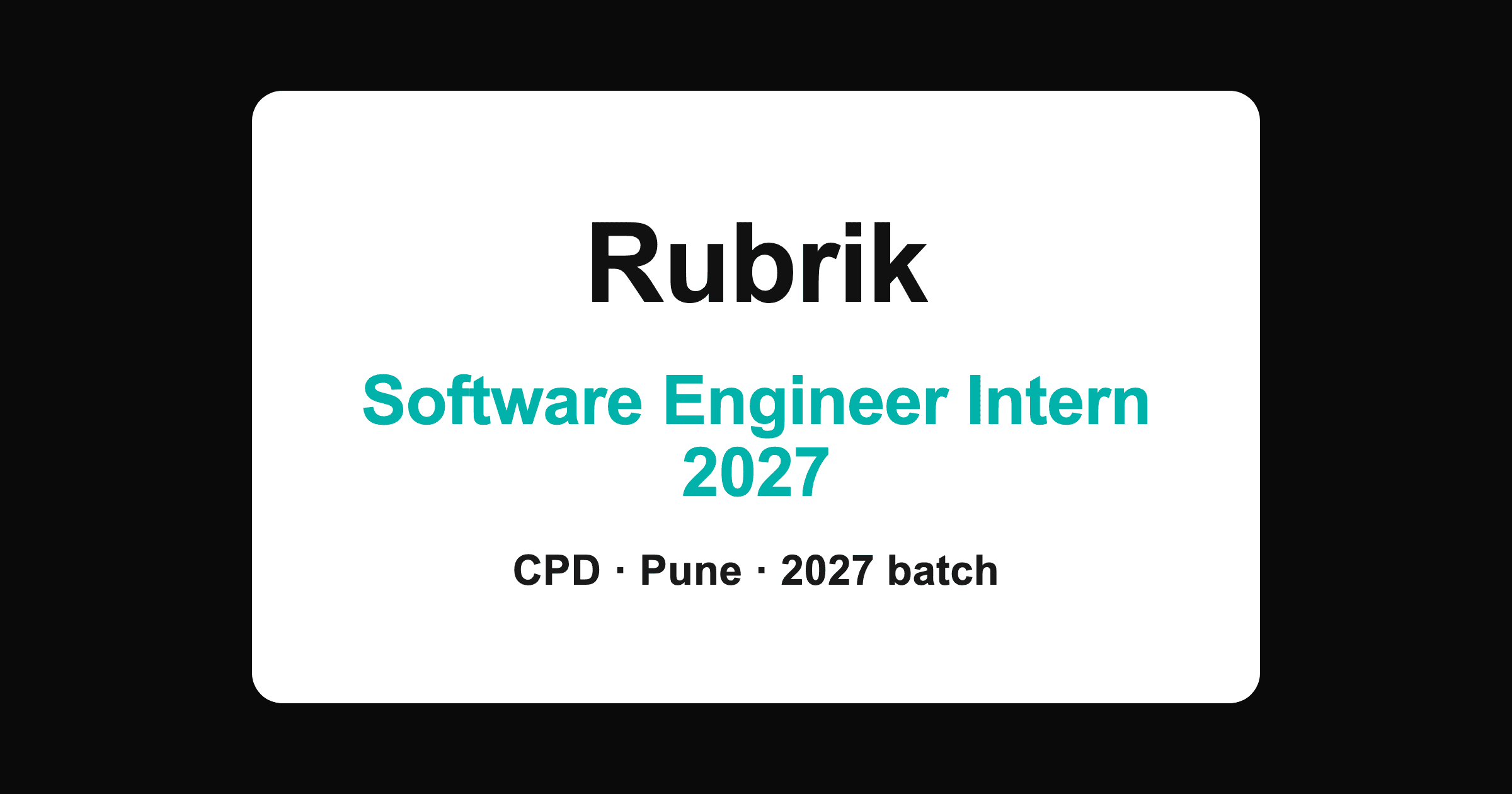 Rubrik Software Engineer CPD Winter Intern 2027 in Pune