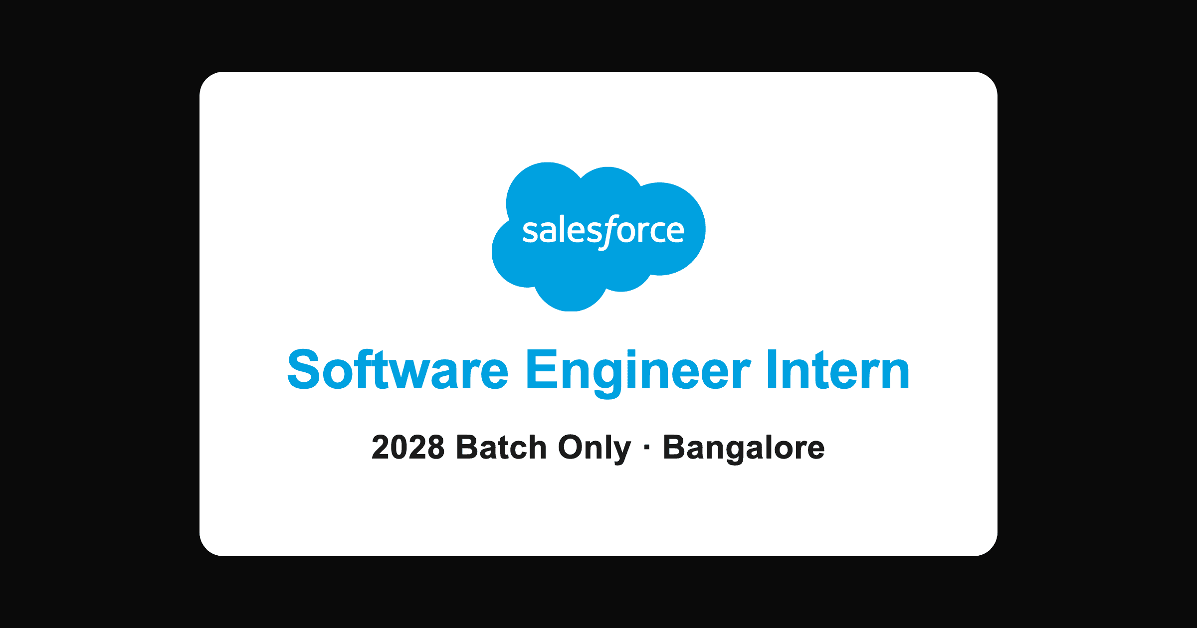 Salesforce Summer 2027 Intern: software engineer role for the 2028 batch