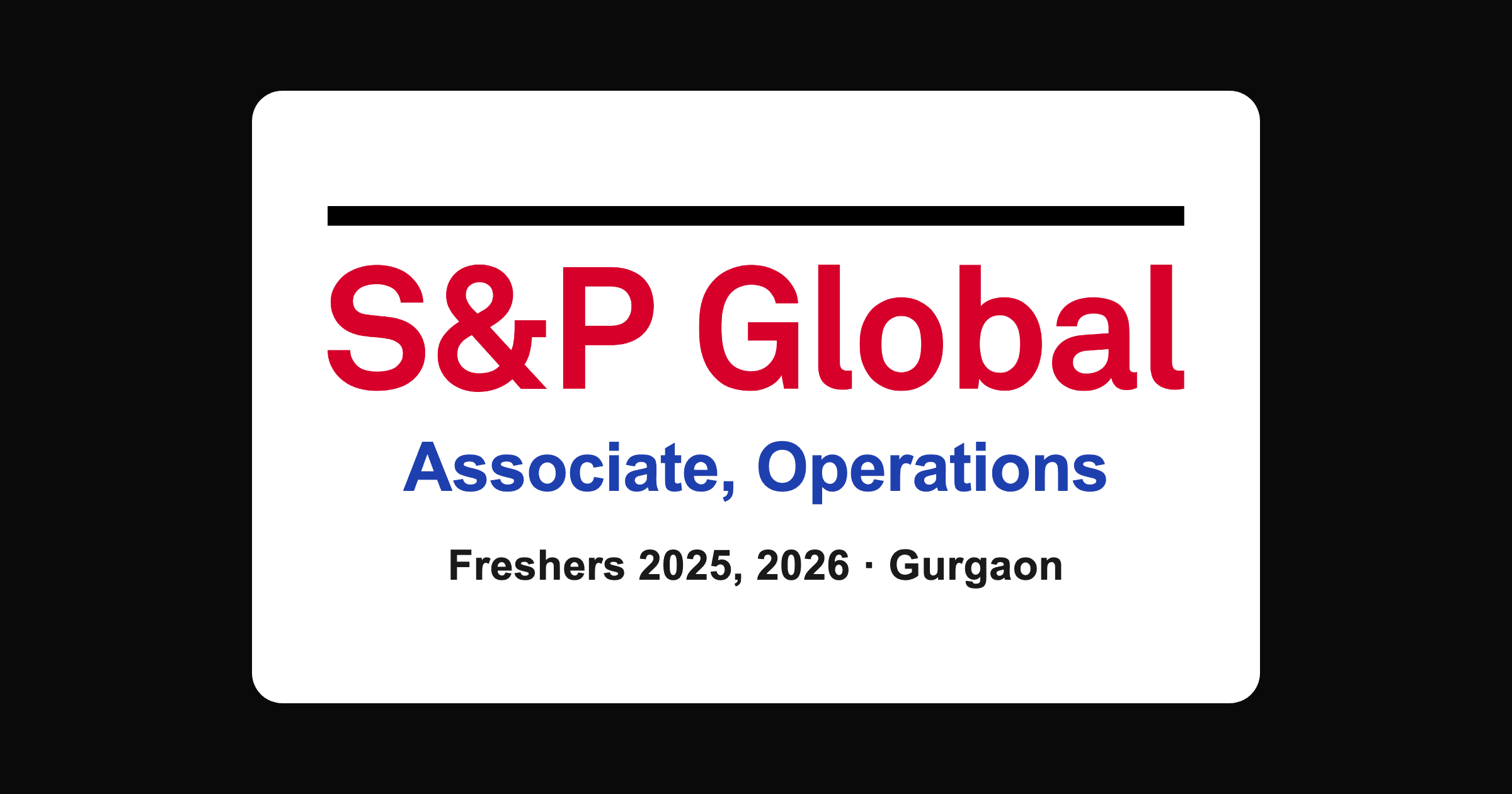 S&P Global Associate Operations hiring 2026, Gurgaon