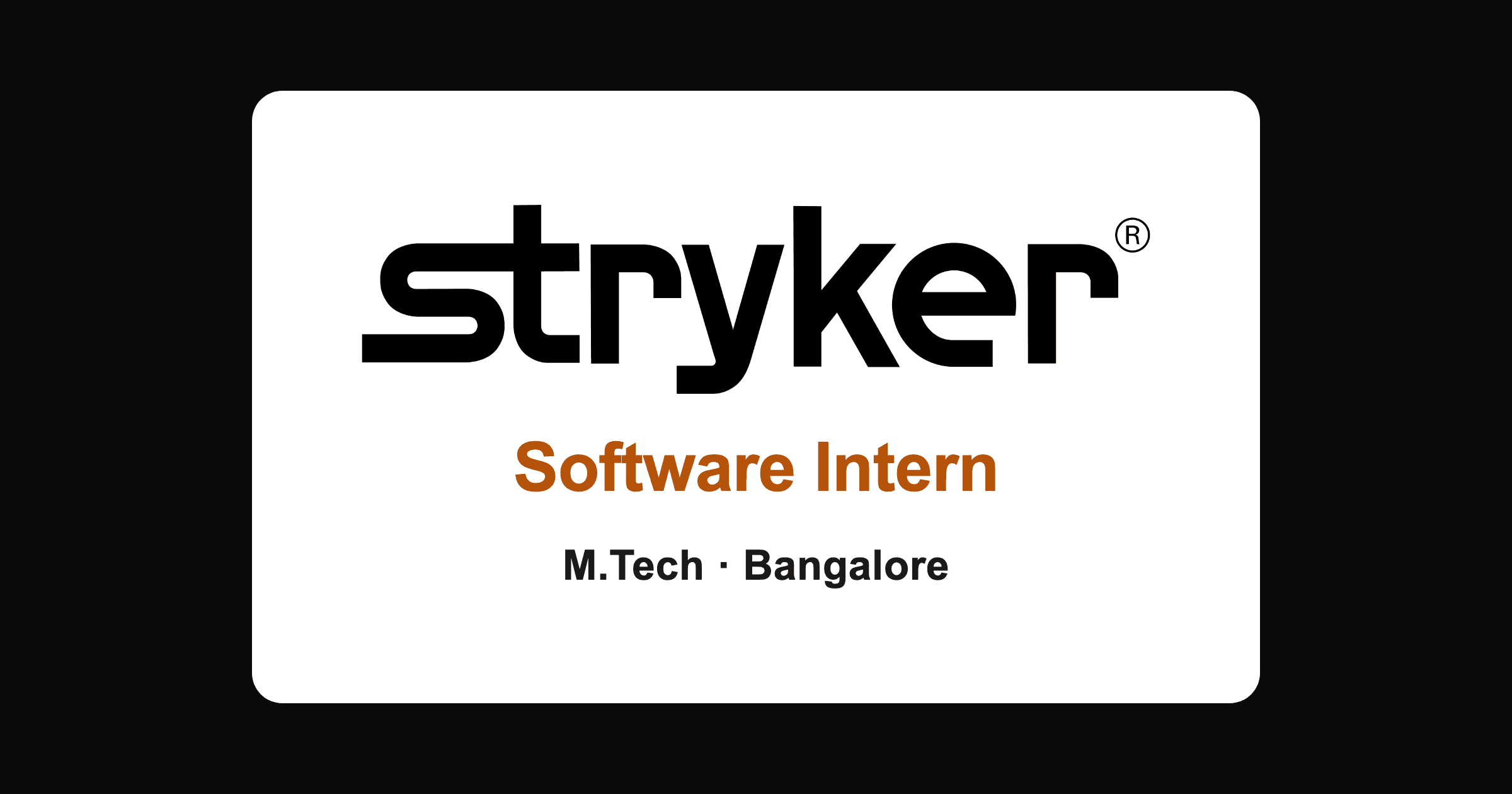 Stryker Software Intern Hiring 2026 in Bangalore (M.Tech CS)
