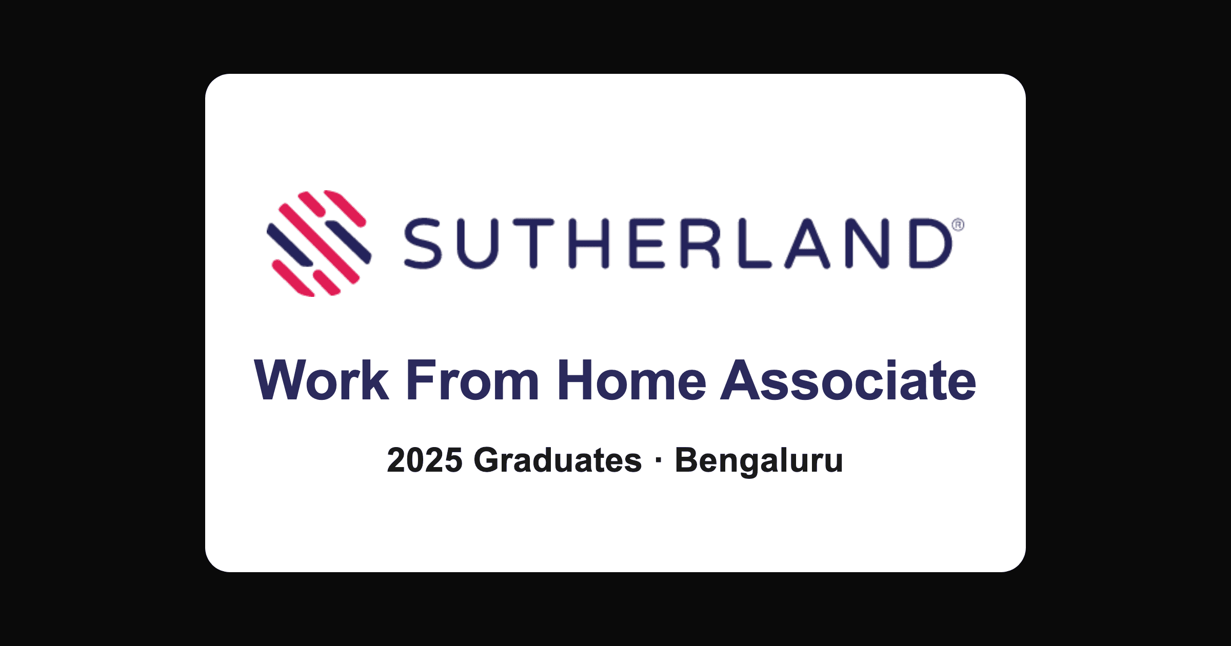 Sutherland work from home associate hiring 2026 for 2025 graduates