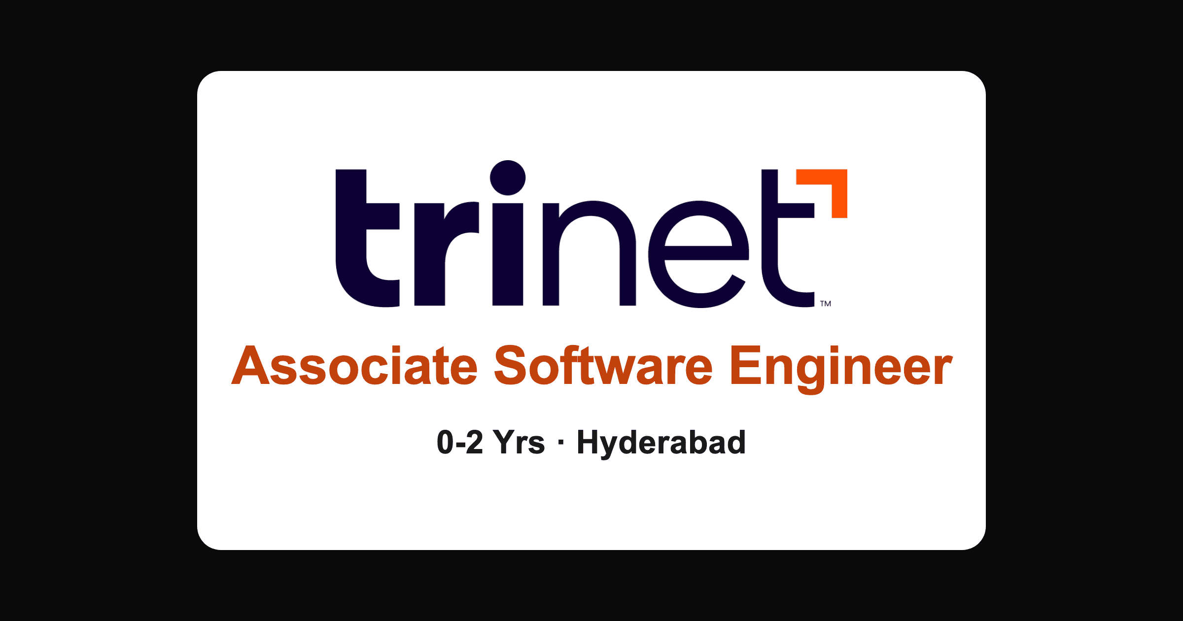 TriNet associate software engineer hiring 2026 in Hyderabad