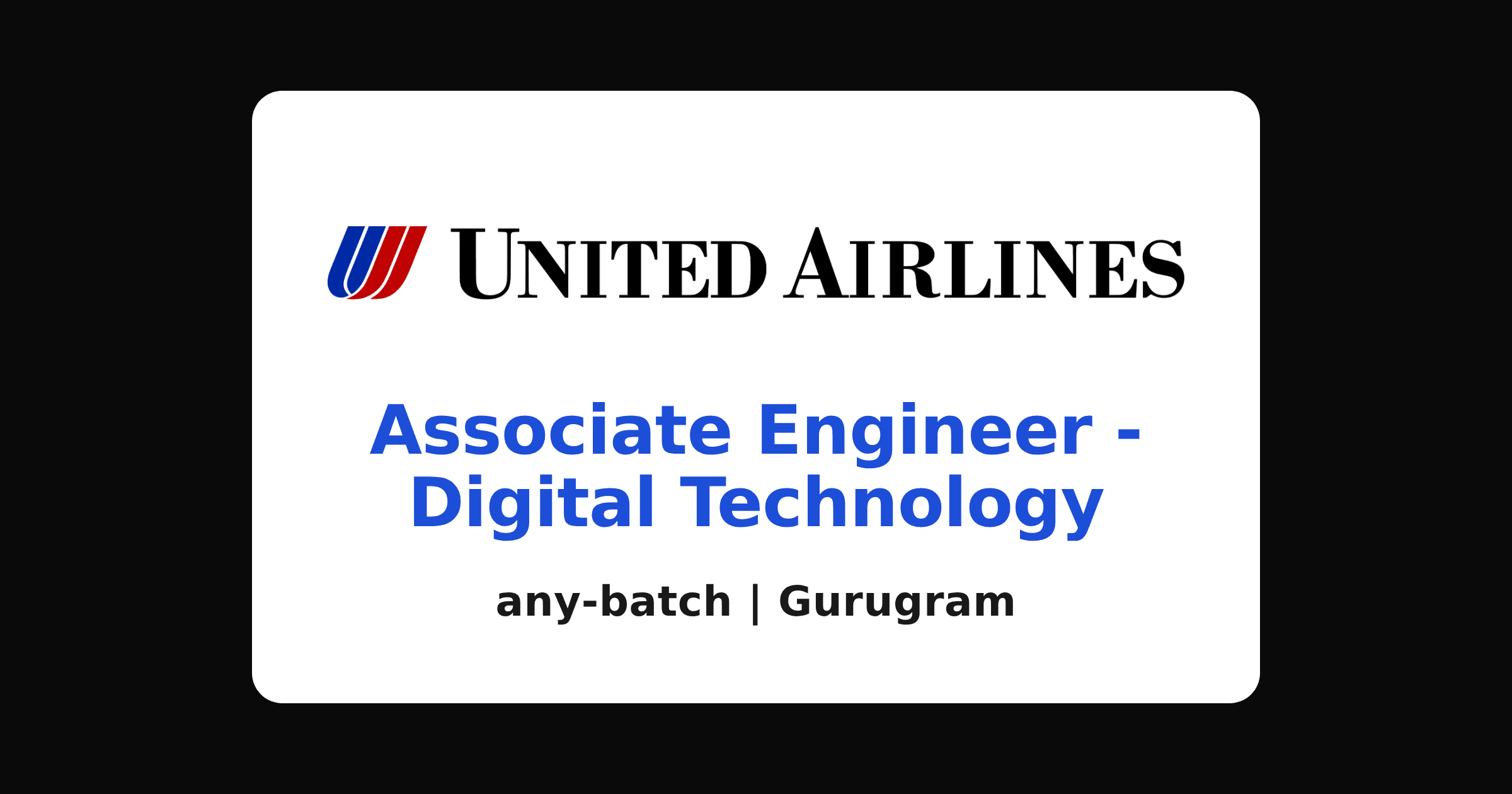 United Airlines hiring 2026: associate engineer, Gurugram
