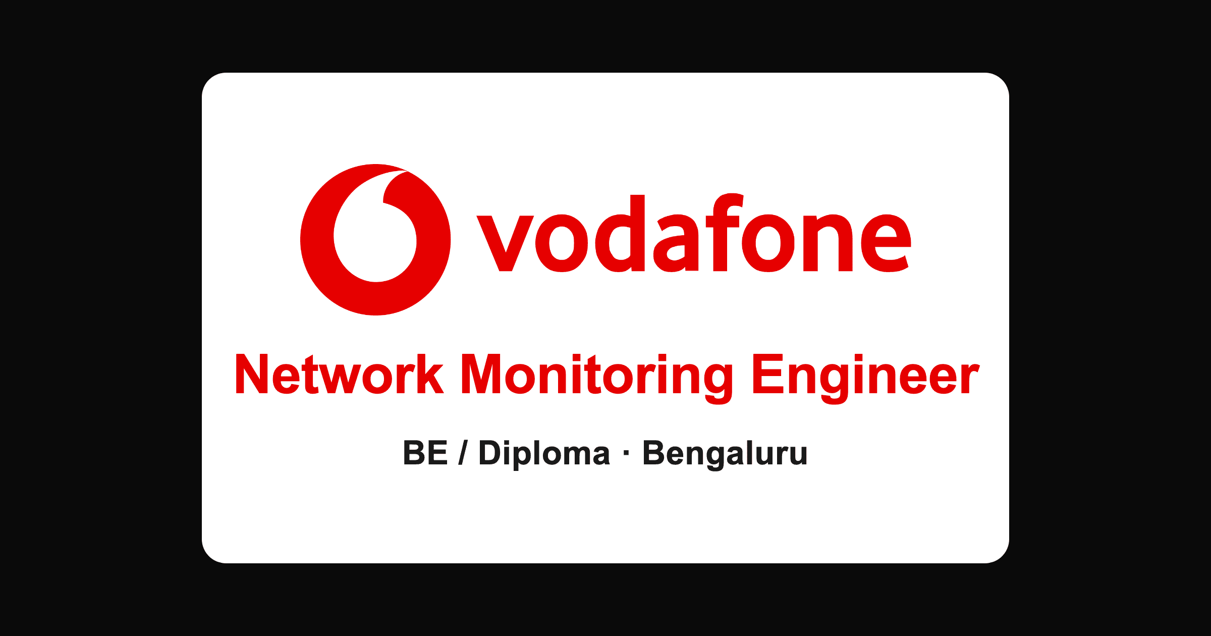 Vodafone apprentice hiring 2026 for network monitoring, Bengaluru
