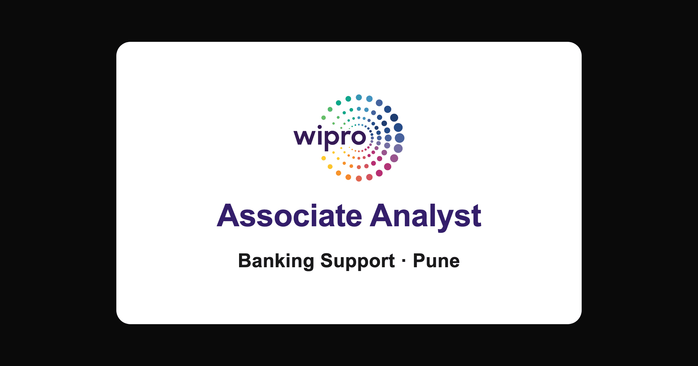 Wipro associate analyst hiring 2026 in Pune: banking support role