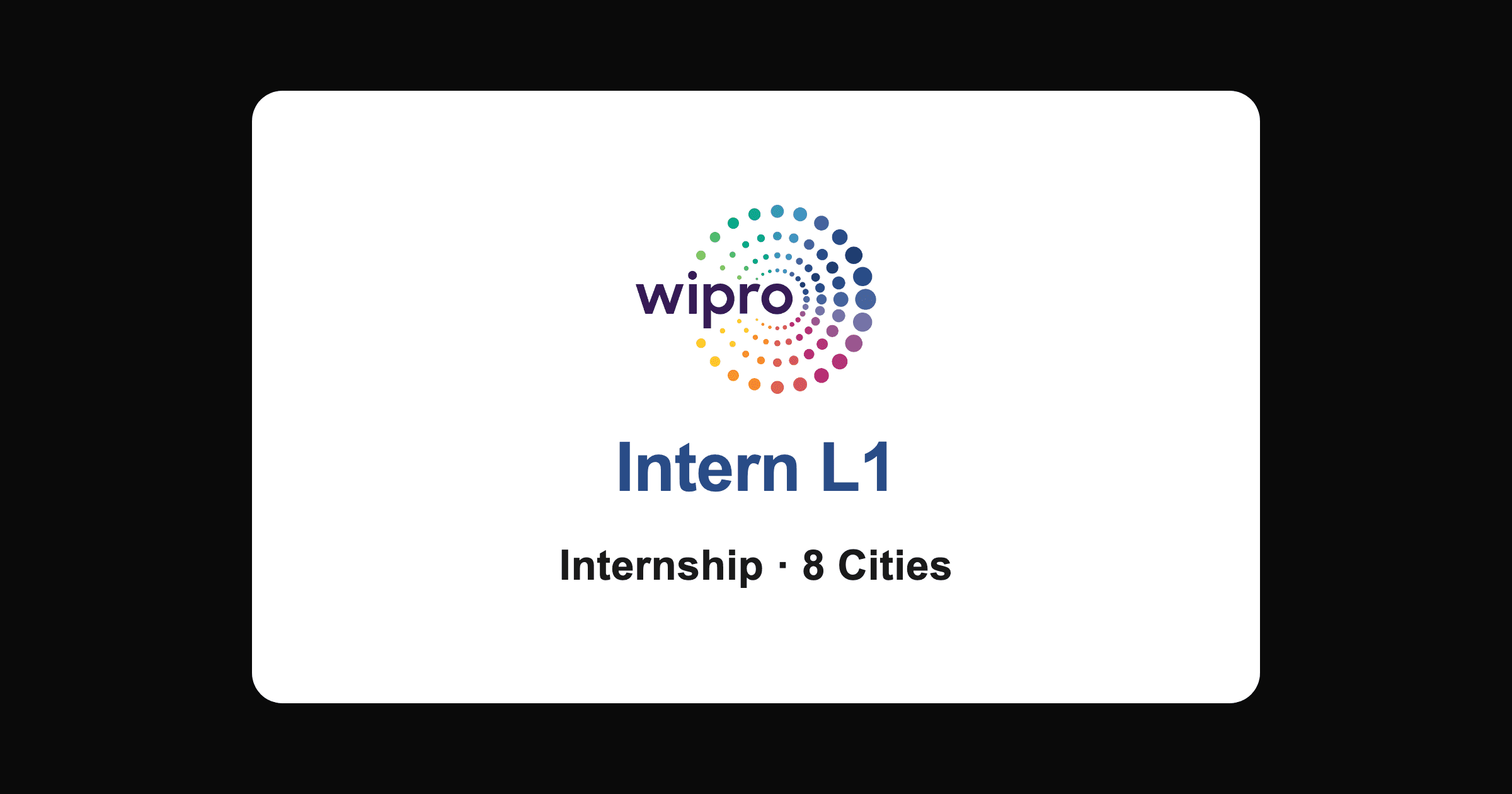 Wipro Intern L1 internship 2026: eight cities, no stated eligibility