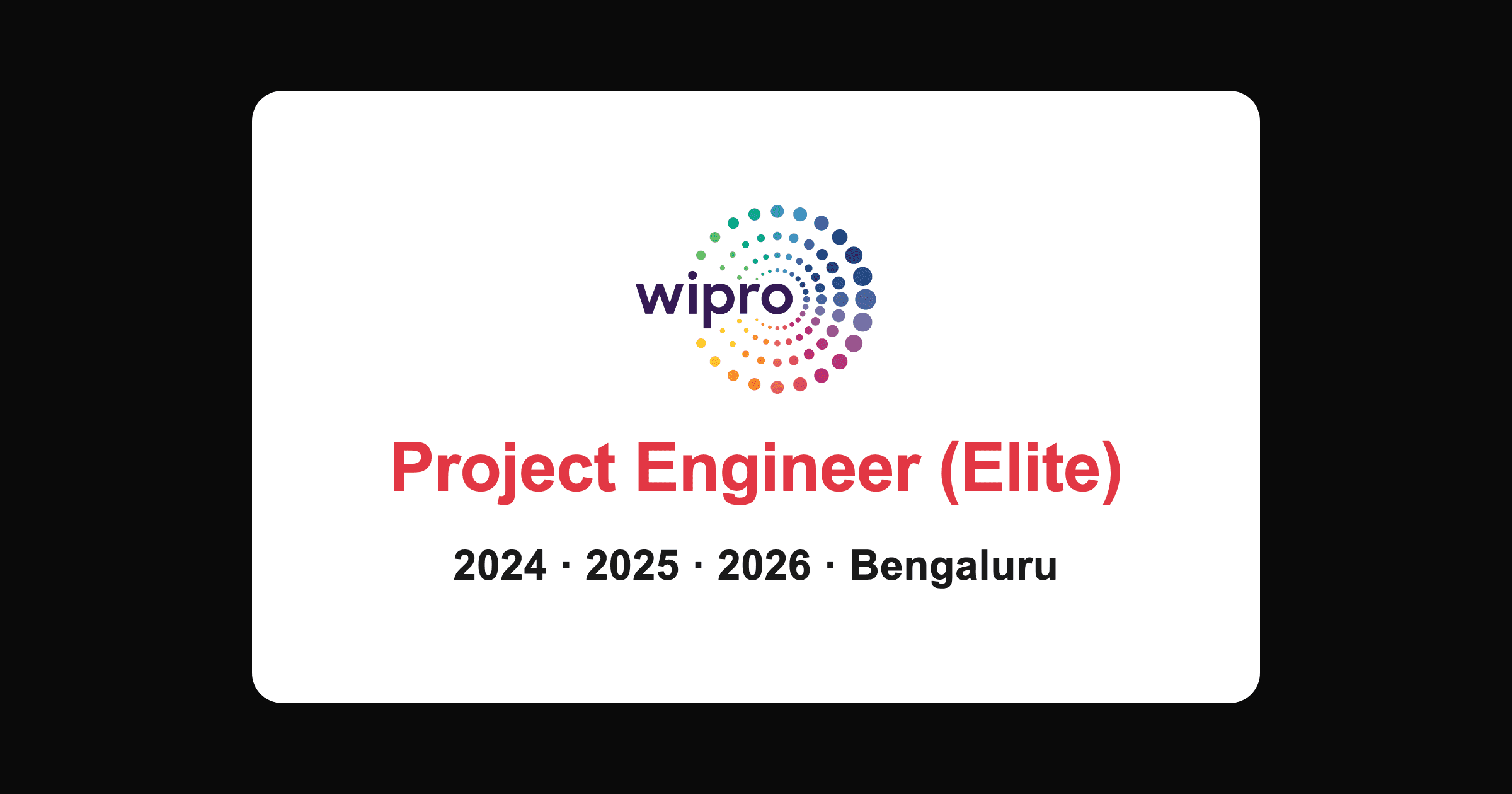 Wipro Elite Project Engineer Job in Bengaluru 2026