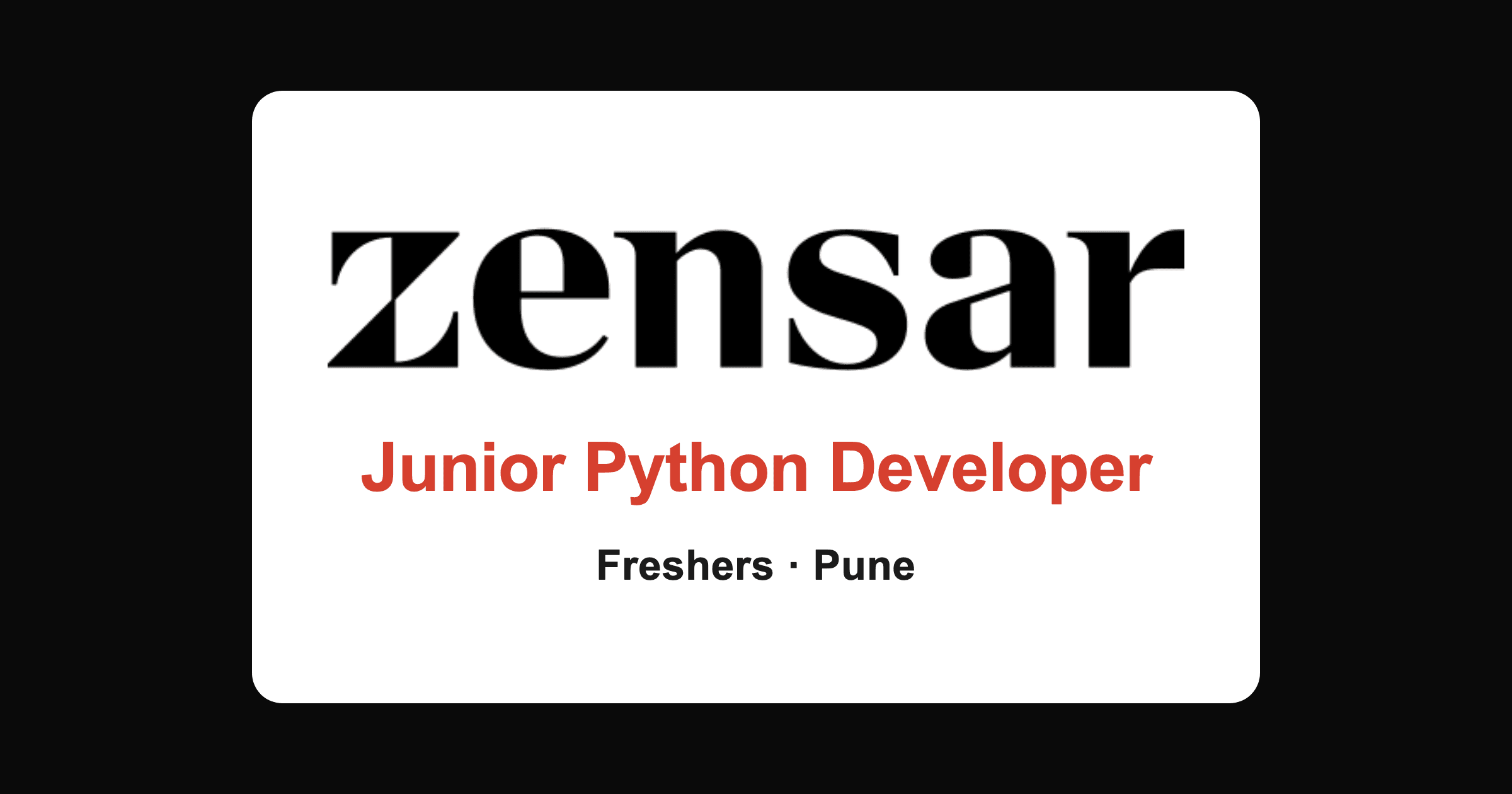 Zensar Junior Python Developer 2026 Hiring in Pune for Freshers