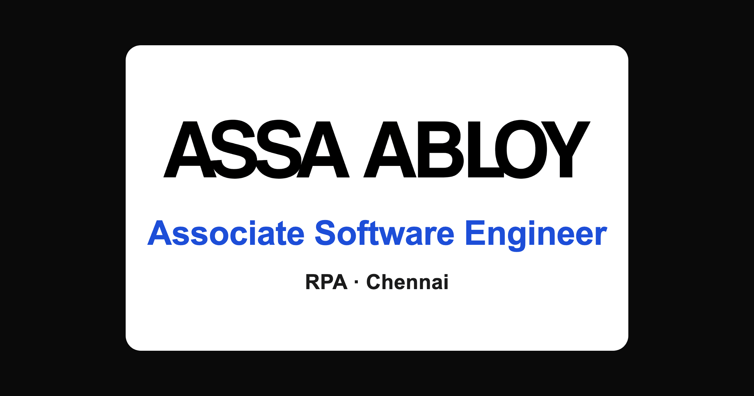 ASSA ABLOY Software Engineer RPA Hiring in Chennai