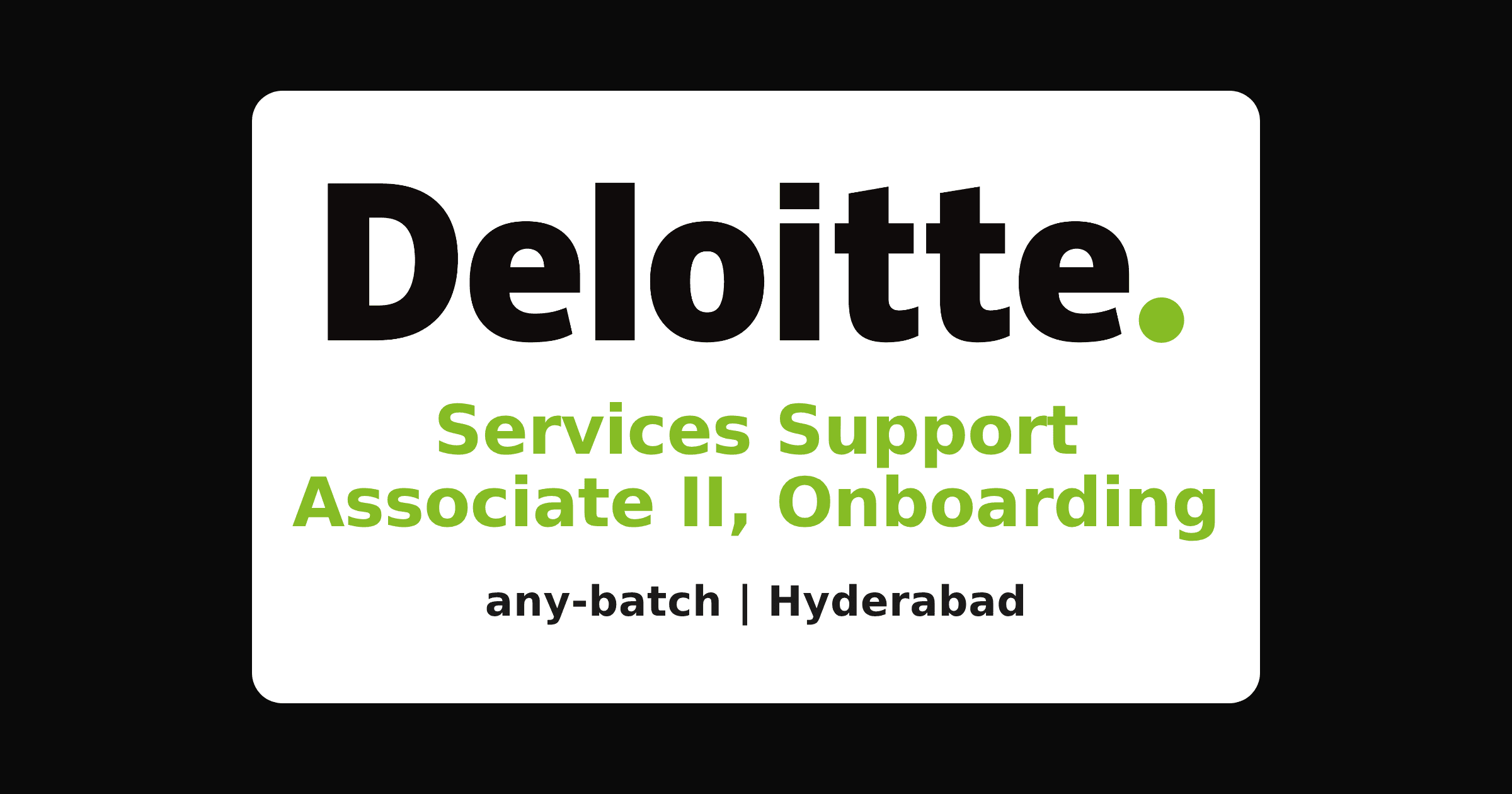 Deloitte onboarding associate recruitment 2026, Hyderabad